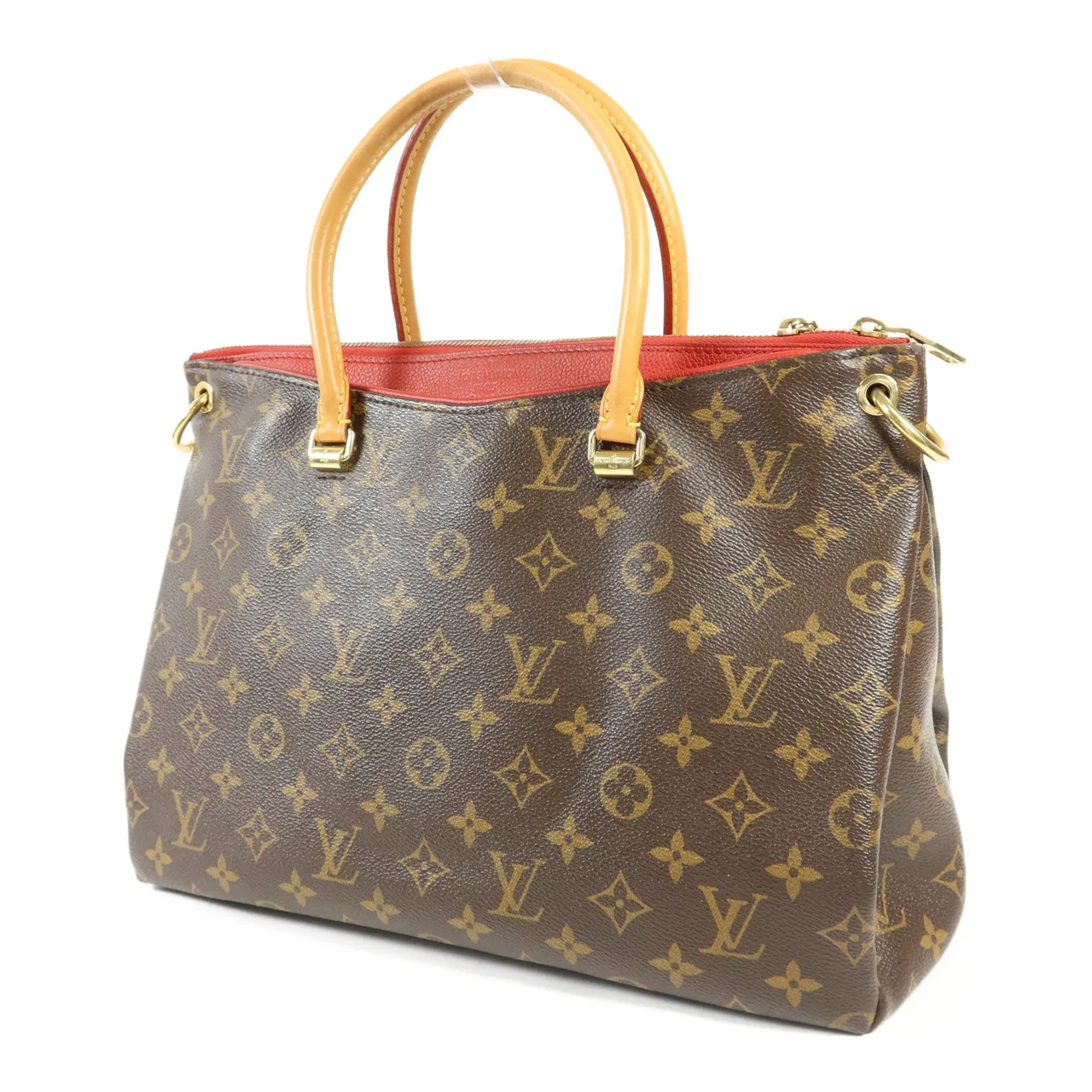 LOUIS VUITTON Pallas M41175 兩用包 塗層帆布 棕色 / Brown/Red 塗層帆布 中古品A - 縮圖 3