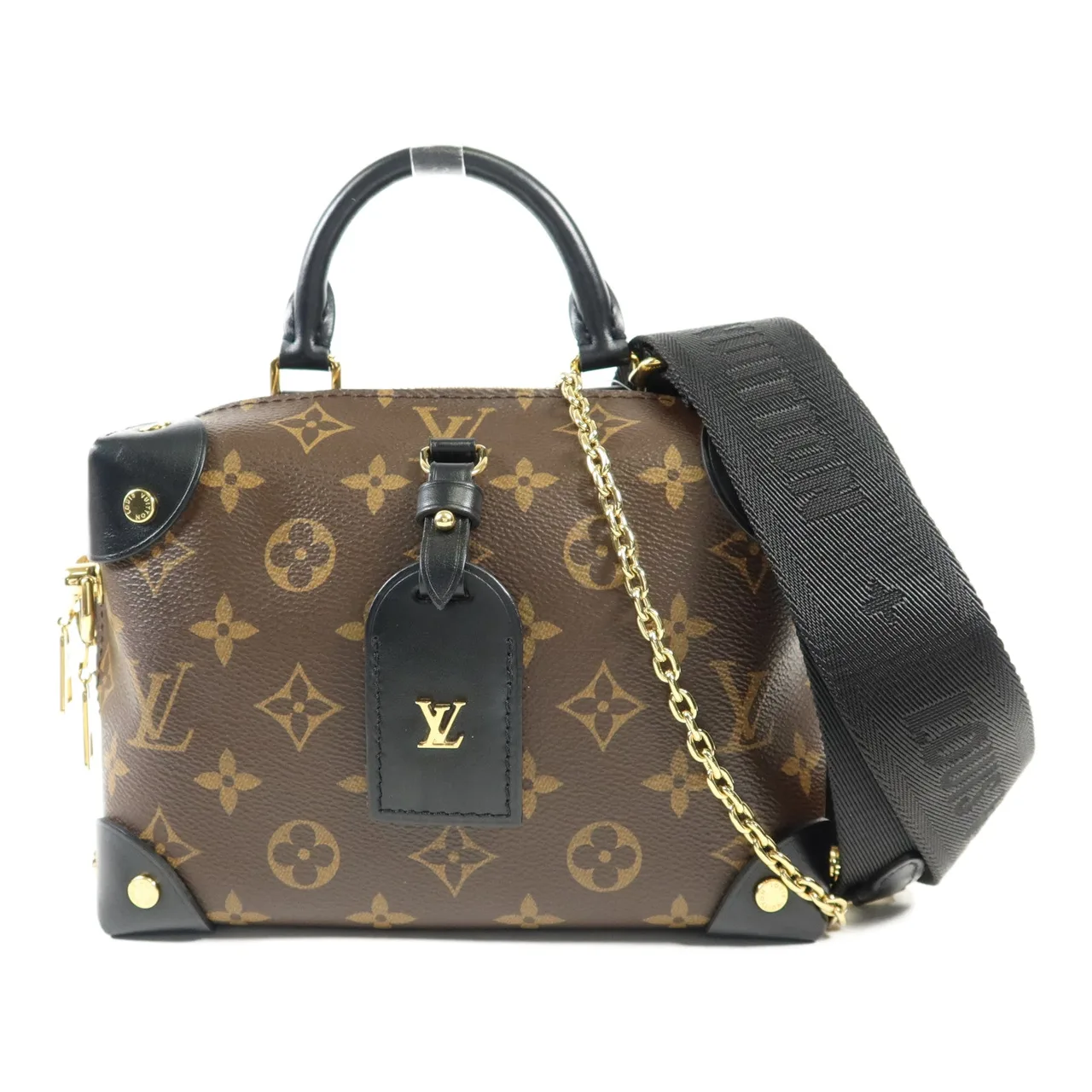 LOUIS VUITTON Petite Malle Souple M45571 兩用包 塗層帆布 棕色 / 黑色 / Brown