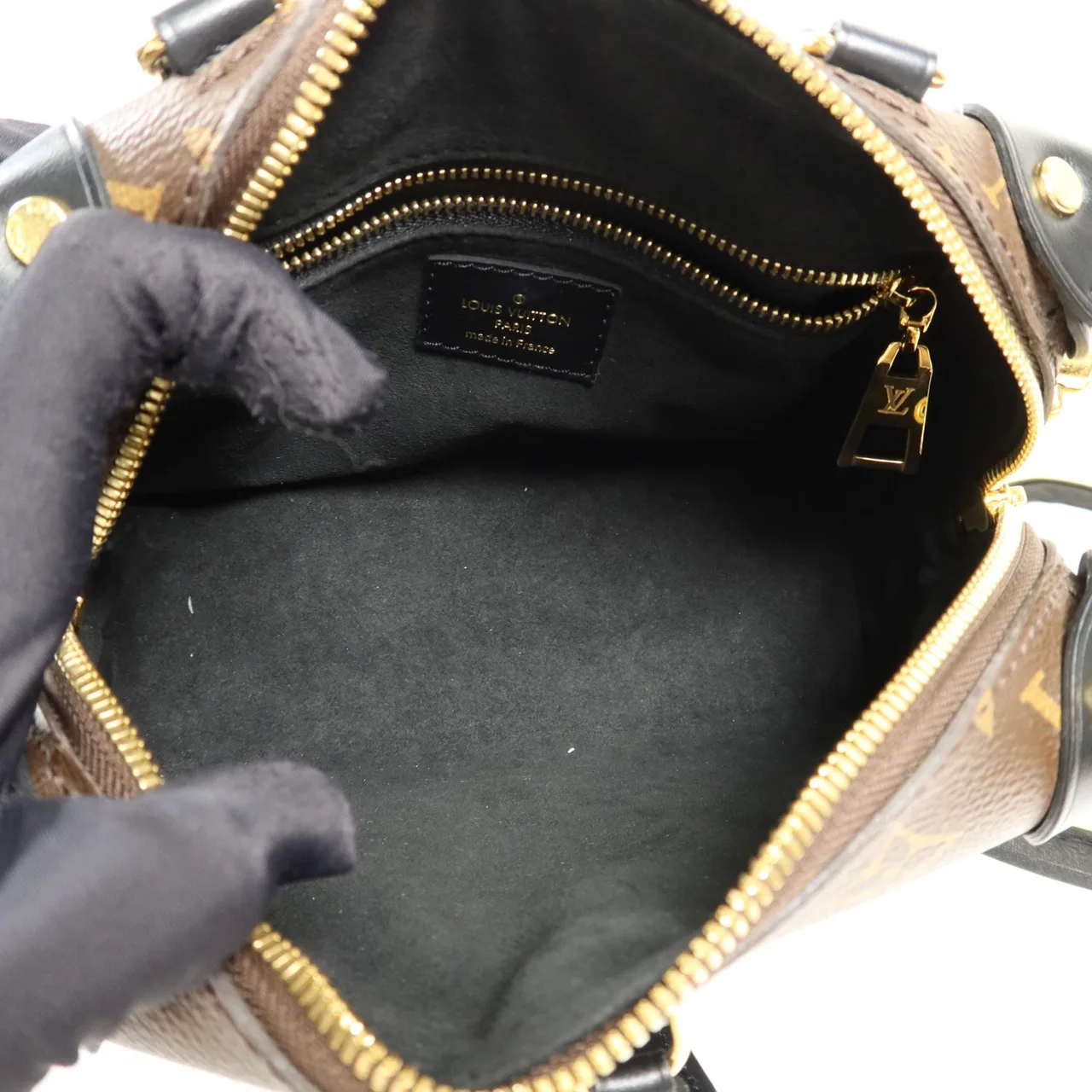 LOUIS VUITTON Petite Malle Souple M45571 兩用包 塗層帆布 棕色 / 黑色 / Brown 塗層帆布 中古品A - 縮圖 6