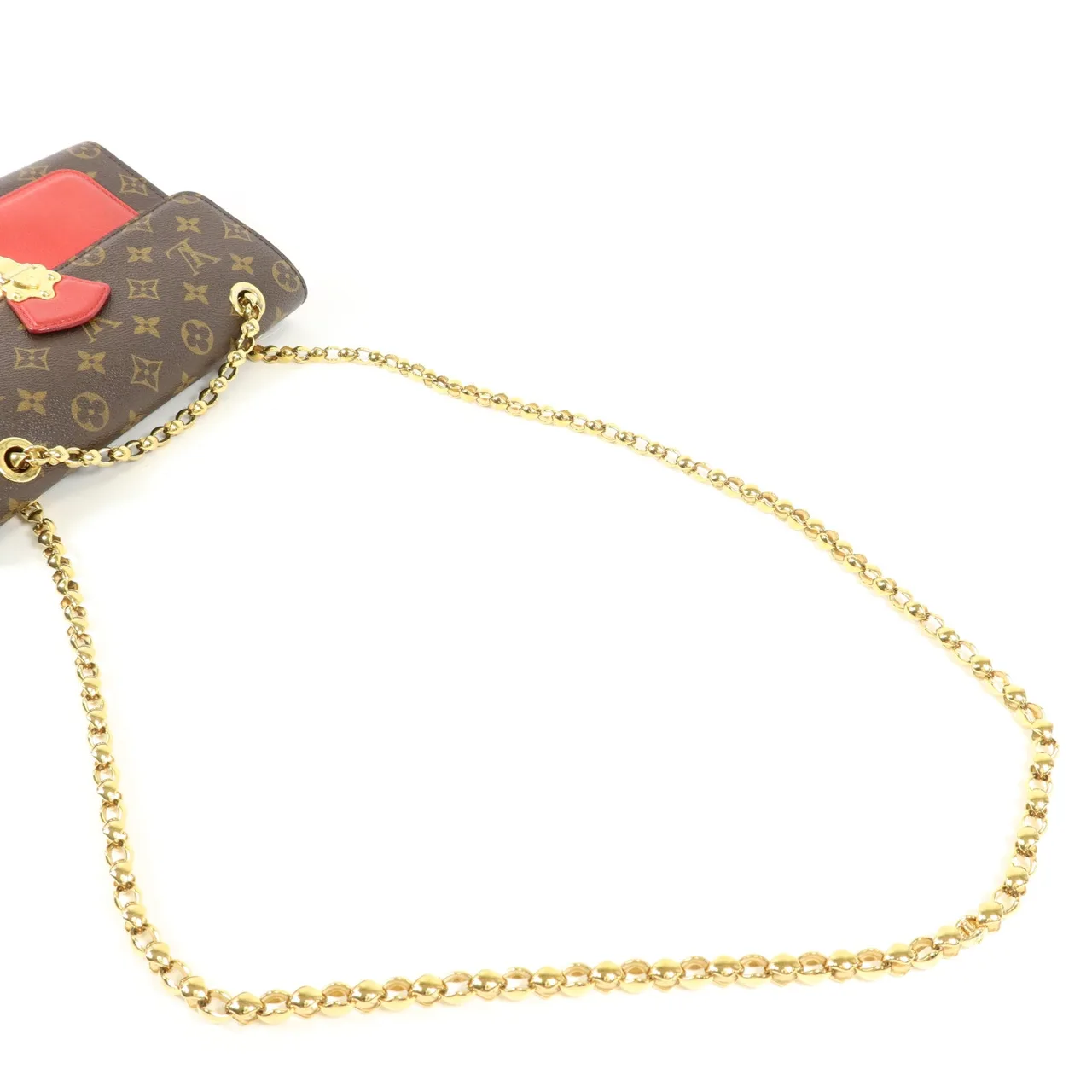 LOUIS VUITTON Victoire M41731 肩背包 塗層帆布 棕色 / 紅色 / Brown/Red 塗層帆布 中古品A - 縮圖 5