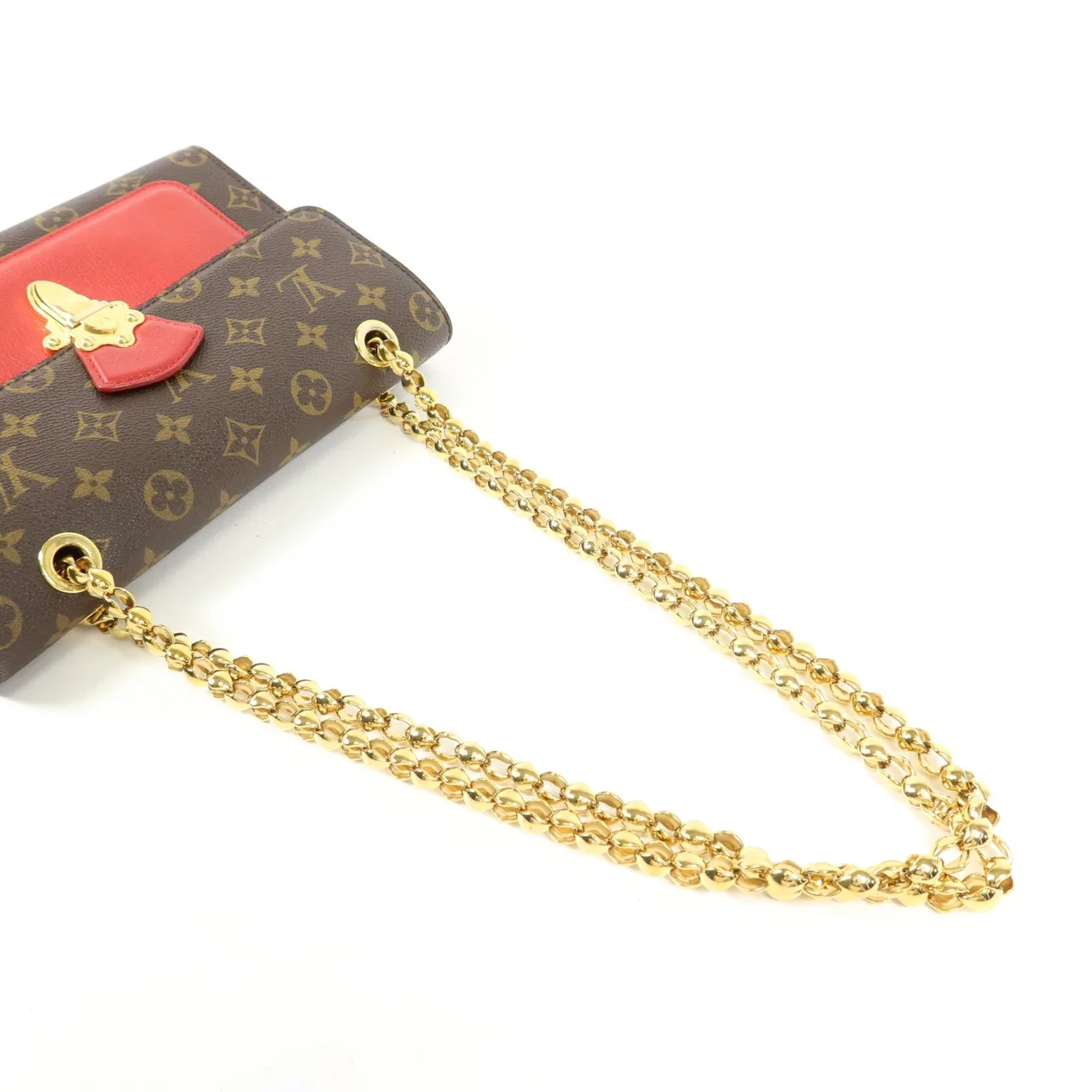 LOUIS VUITTON Victoire M41731 肩背包 塗層帆布 棕色 / 紅色 / Brown/Red 塗層帆布 中古品A - 縮圖 6