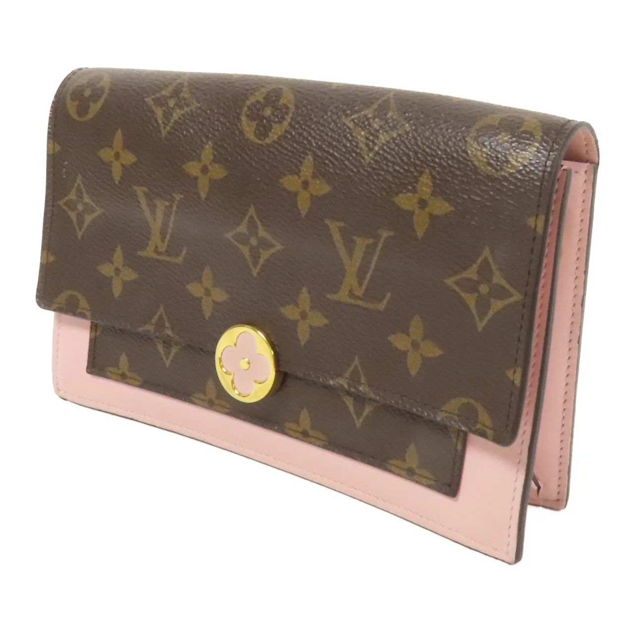 LOUIS VUITTON Flore Chain Wallet M67405 肩背包 塗層帆布 棕色 / 粉色 / Brown/Pink 塗層帆布 中古品A - 縮圖 3