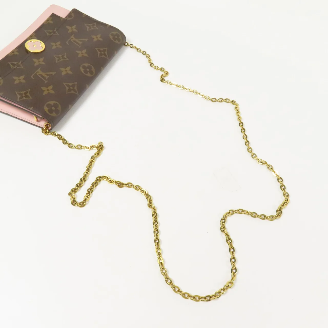LOUIS VUITTON Flore Chain Wallet M67405 肩背包 塗層帆布 棕色 / 粉色 / Brown/Pink 塗層帆布 中古品A - 縮圖 6