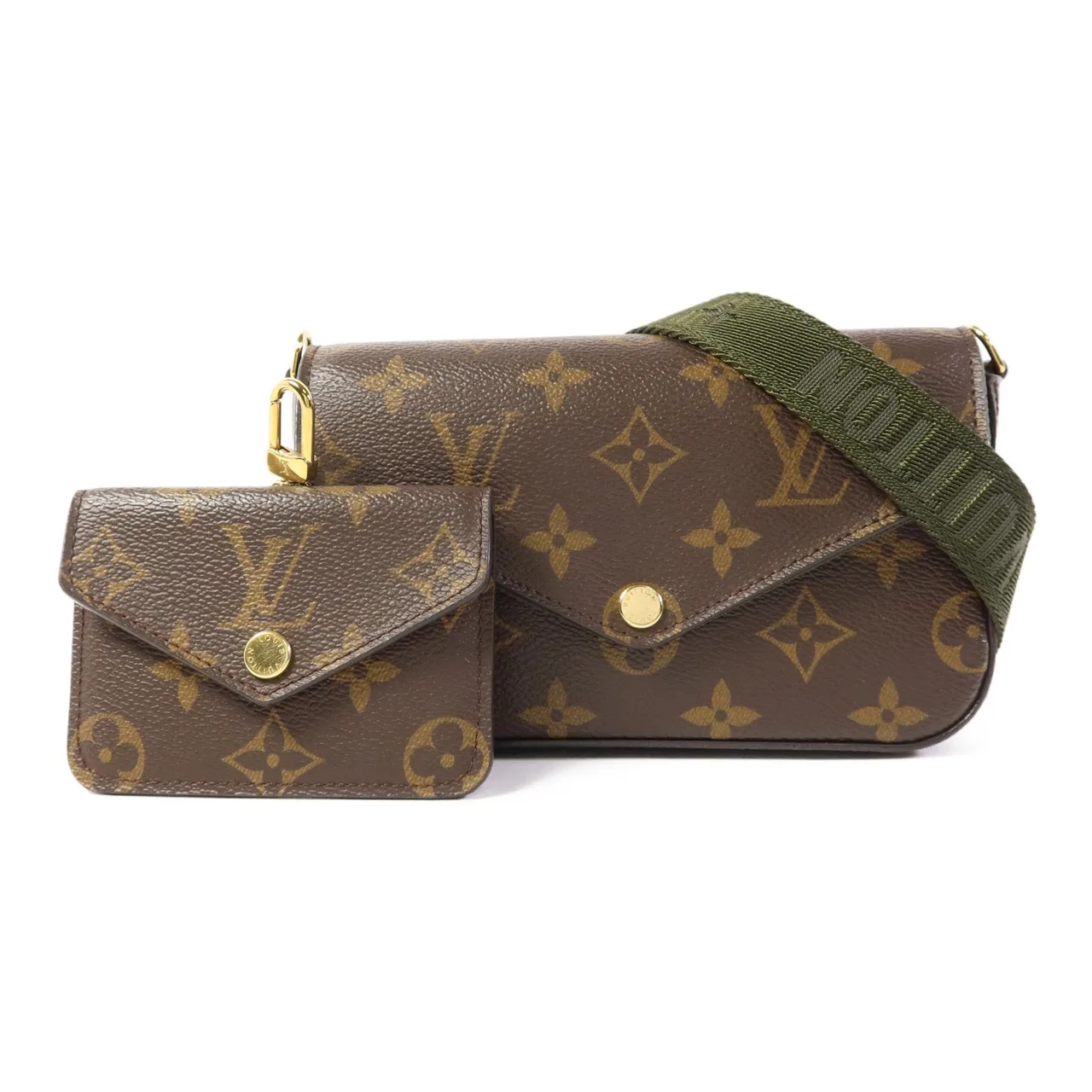 LOUIS VUITTON Felicie M80091 肩背包 塗層帆布 棕色 / 綠色 / Brown