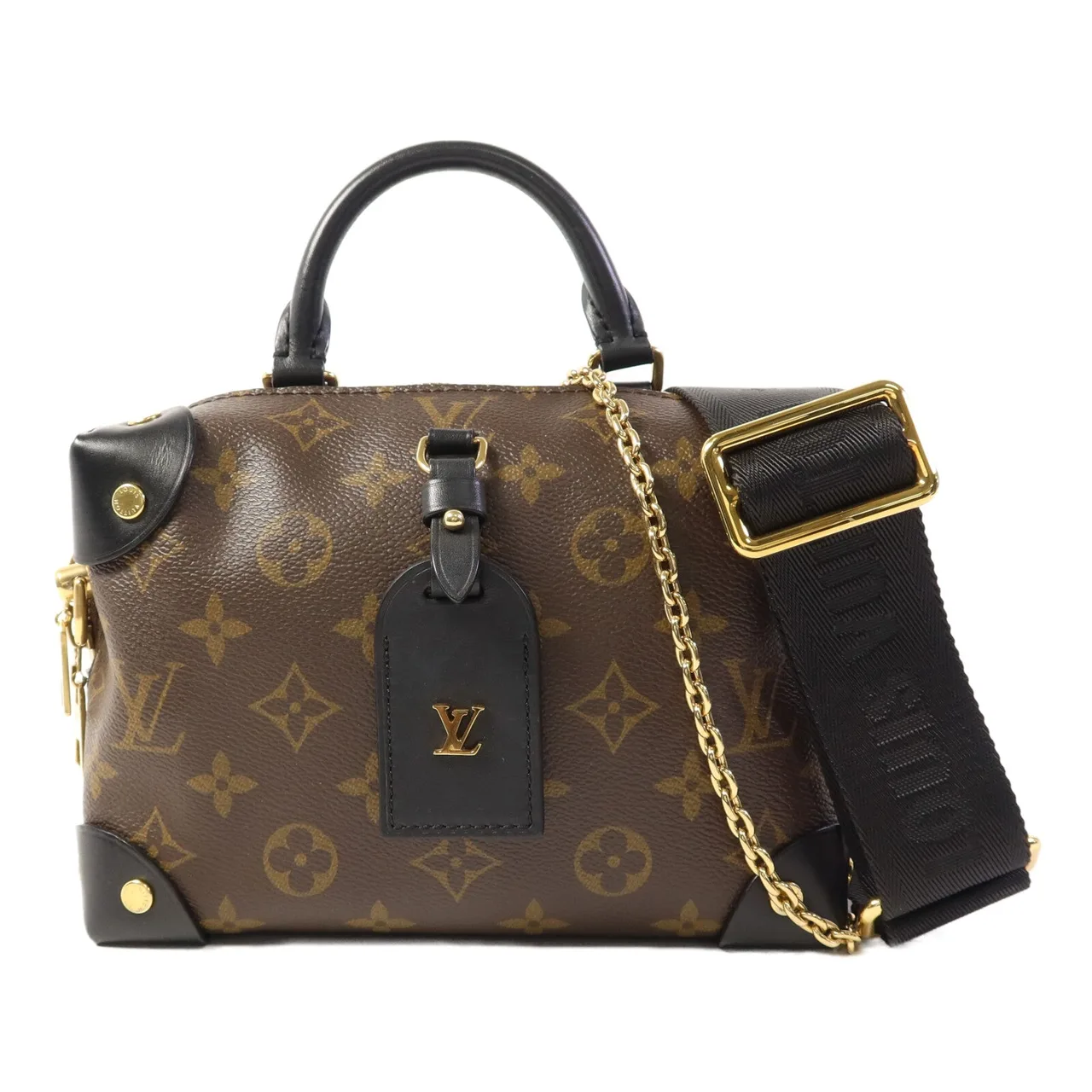 LOUIS VUITTON Petite Malle Souple M45571 兩用包 塗層帆布 棕色 / 黑色 / Brown/Black