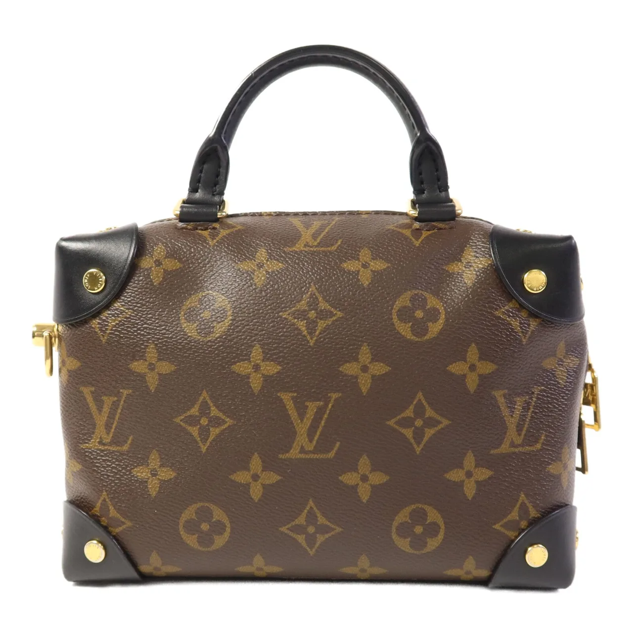 LOUIS VUITTON Petite Malle Souple M45571 兩用包 塗層帆布 棕色 / 黑色 / Brown/Black 塗層帆布 中古品B - 縮圖 2