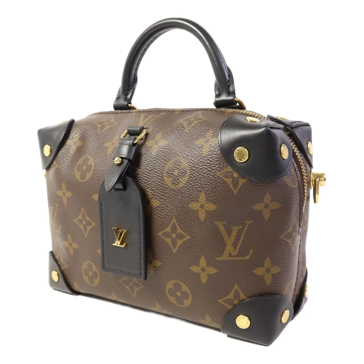 LOUIS VUITTON Petite Malle Souple M45571 兩用包 塗層帆布 棕色 / 黑色 / Brown/Black 塗層帆布 中古品B - 縮圖 3