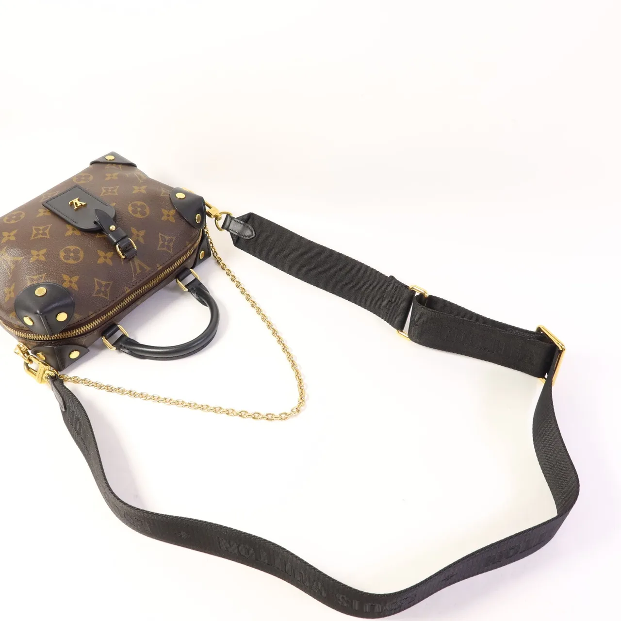 LOUIS VUITTON Petite Malle Souple M45571 兩用包 塗層帆布 棕色 / 黑色 / Brown/Black 塗層帆布 中古品B - 縮圖 5