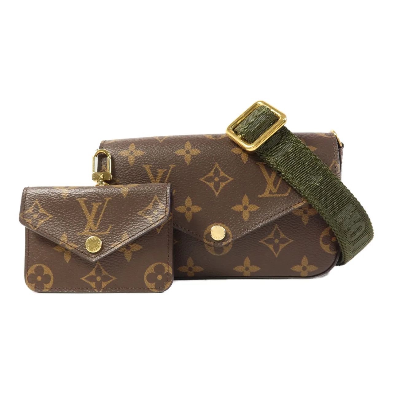 LOUIS VUITTON Felicie M80091 肩背包 塗層帆布 棕色 / 綠色 / Brown/Khaki