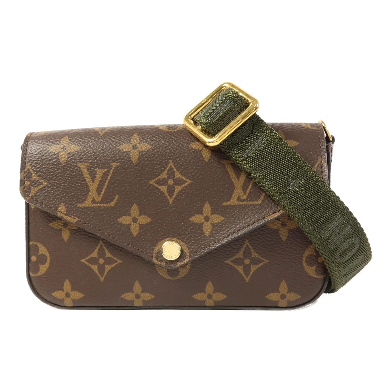 LOUIS VUITTON Felicie M80091 肩背包 塗層帆布 棕色 / 綠色 / Brown/Khaki 塗層帆布 中古品A - 縮圖 2
