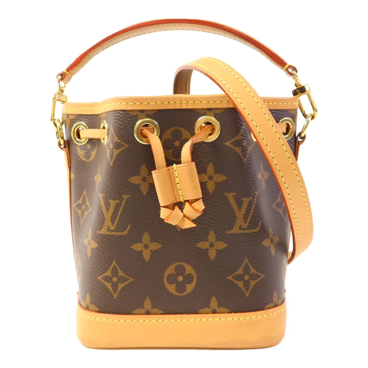LOUIS VUITTON Nano Noe M81266 兩用包 塗層帆布 棕色 / Brown