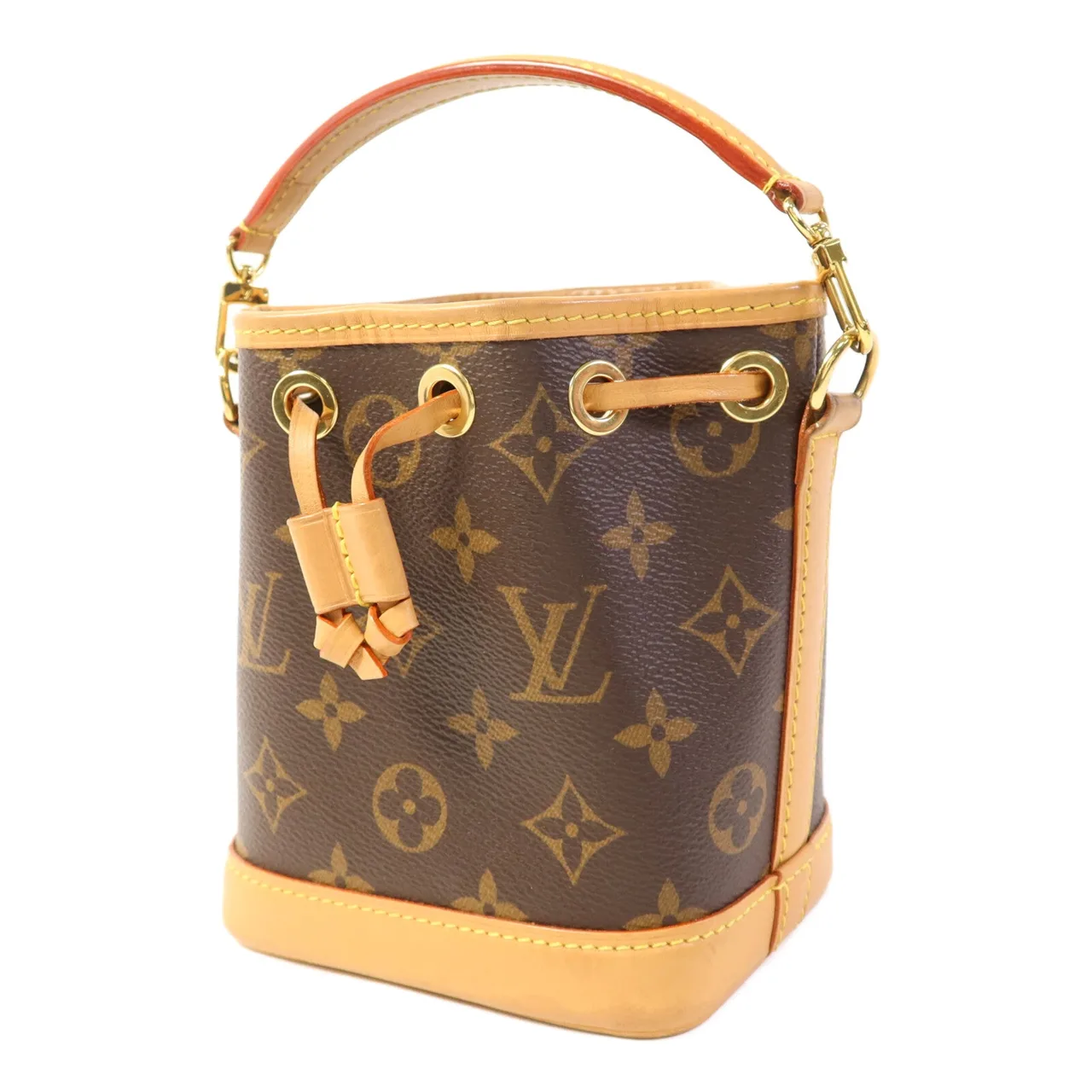 LOUIS VUITTON Nano Noe M81266 兩用包 塗層帆布 棕色 / Brown 塗層帆布 中古品A - 縮圖 3