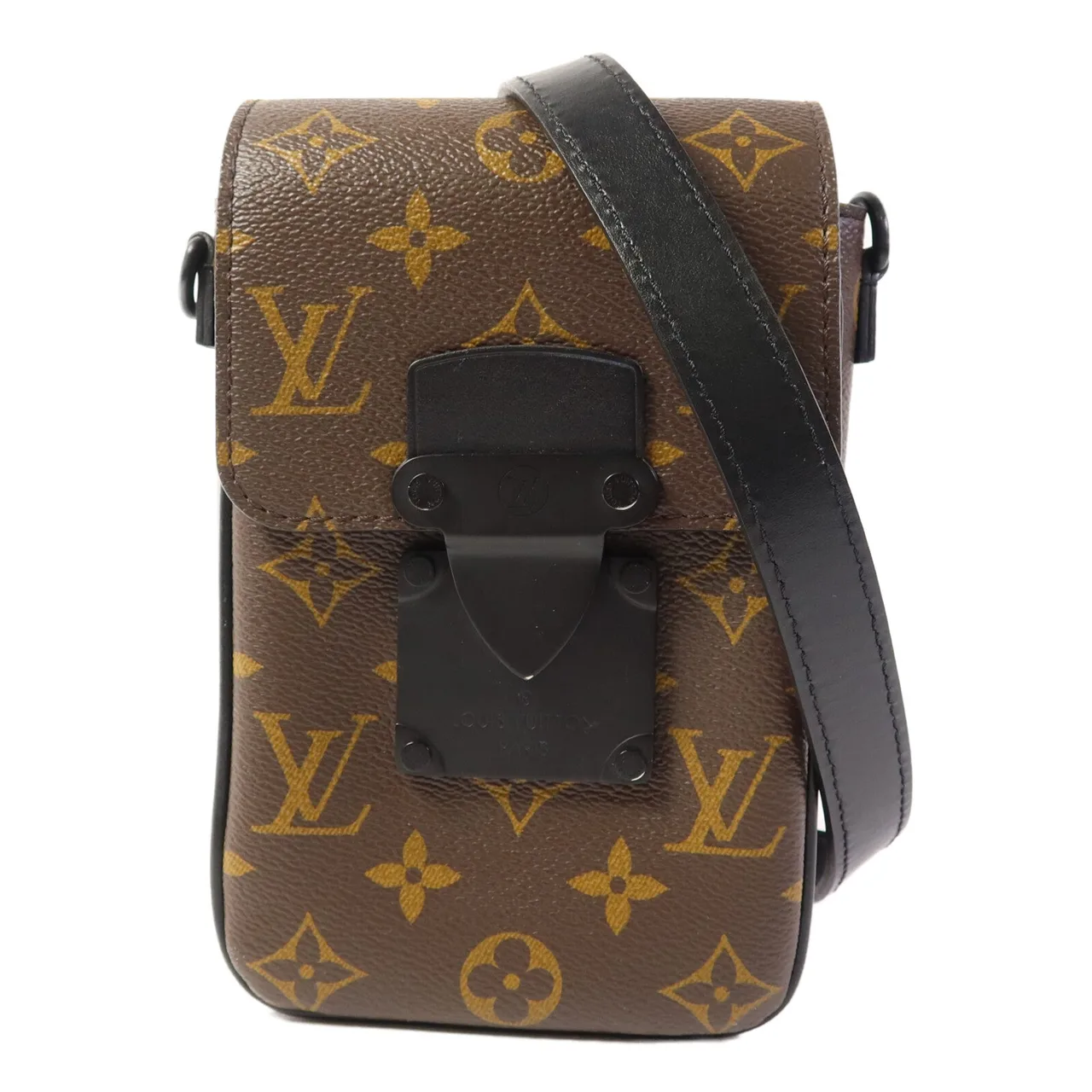 LOUIS VUITTON S-Lock M81522 肩背包 塗層帆布 棕色 / Brown/Black