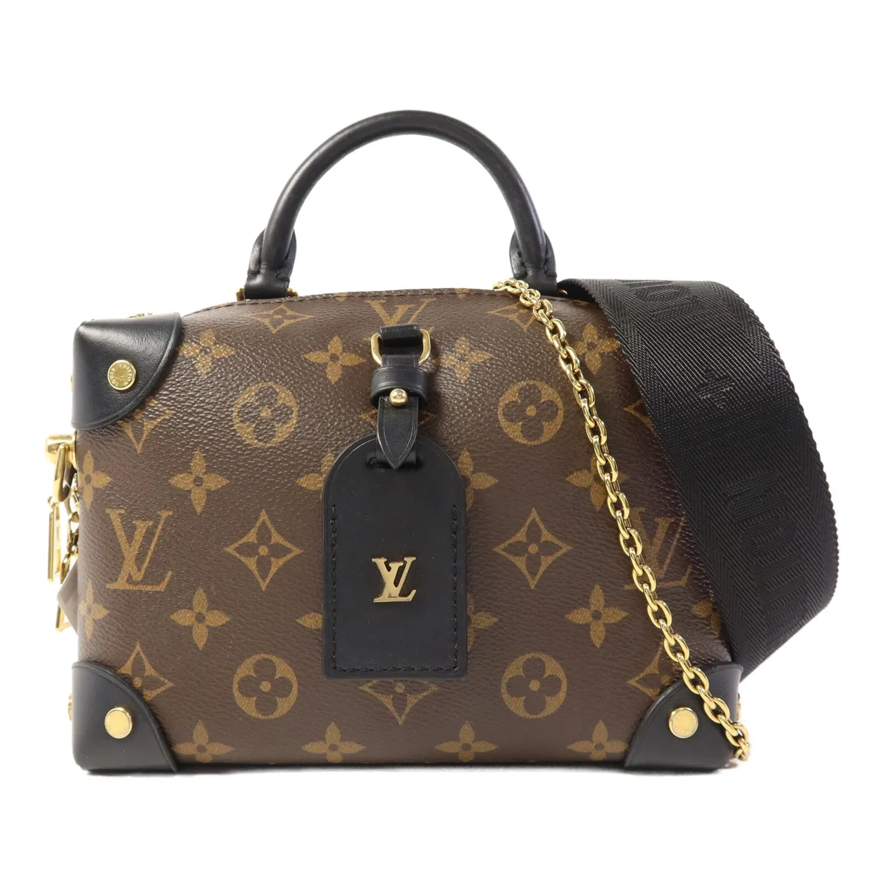 LOUIS VUITTON Petite Malle Souple M45571 兩用包 塗層帆布 棕色 / 黑色 / Brown