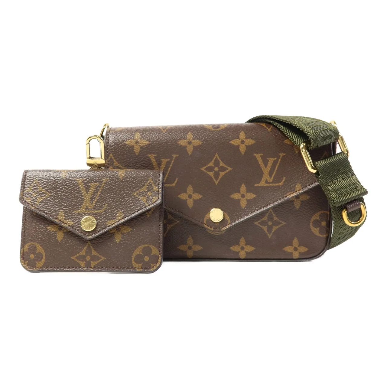 LOUIS VUITTON Felicie M80091 肩背包 塗層帆布 棕色 / 綠色 / Brown/Khaki