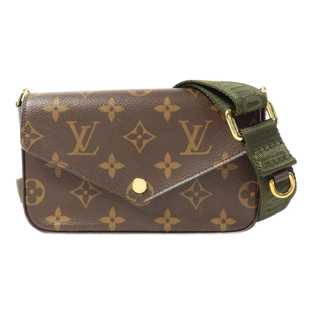 LOUIS VUITTON Felicie M80091 肩背包 塗層帆布 棕色 / 綠色 / Brown/Khaki 塗層帆布 中古品A - 縮圖 2