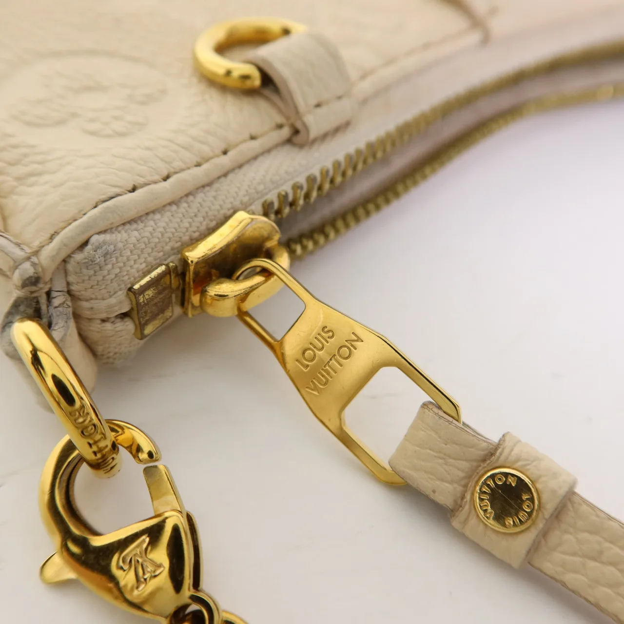 LOUIS VUITTON Easy Pouch M81066 兩用包 牛皮 米色 / Beige 牛皮 中古品A - 縮圖 8