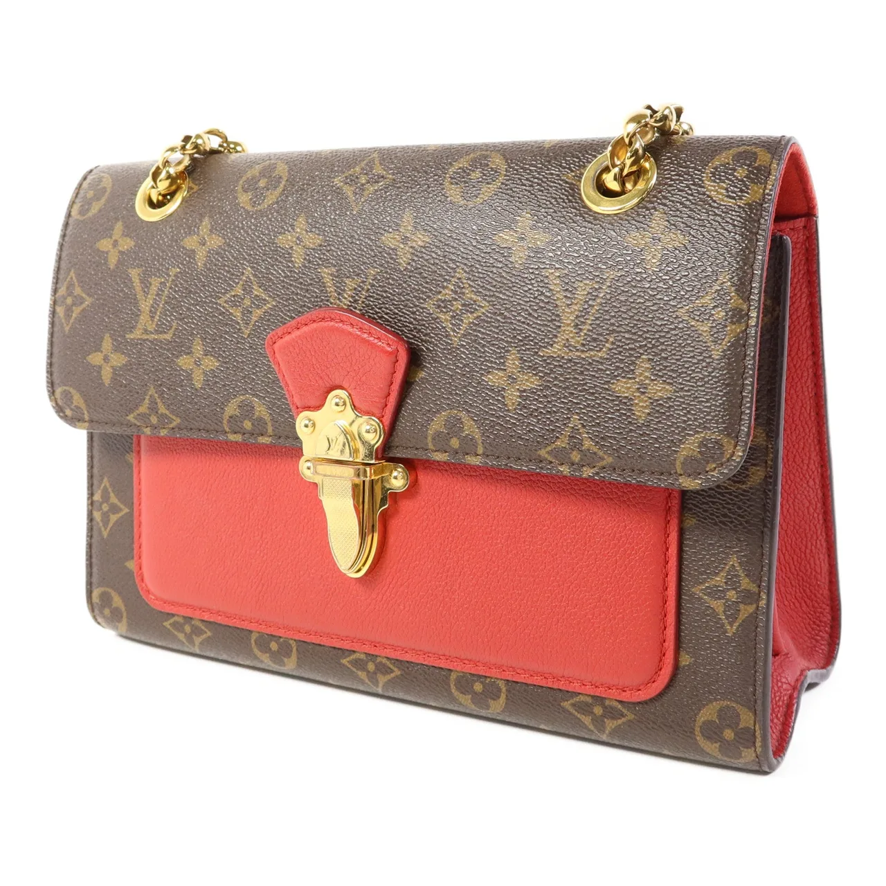 LOUIS VUITTON Victoire M41731 肩背包 塗層帆布 棕色 / 紅色 / Brown/Red 塗層帆布 中古品B - 縮圖 3