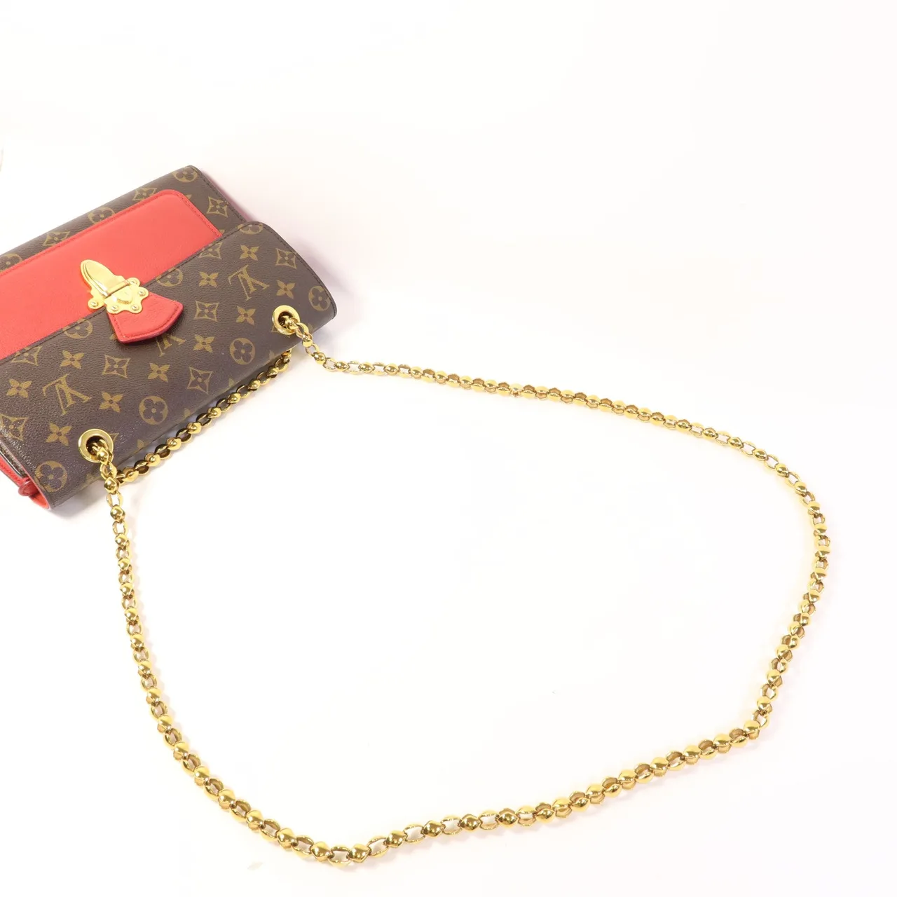 LOUIS VUITTON Victoire M41731 肩背包 塗層帆布 棕色 / 紅色 / Brown/Red 塗層帆布 中古品B - 縮圖 6