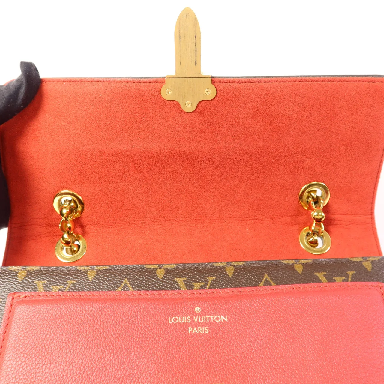 LOUIS VUITTON Victoire M41731 肩背包 塗層帆布 棕色 / 紅色 / Brown/Red 塗層帆布 中古品B - 縮圖 10