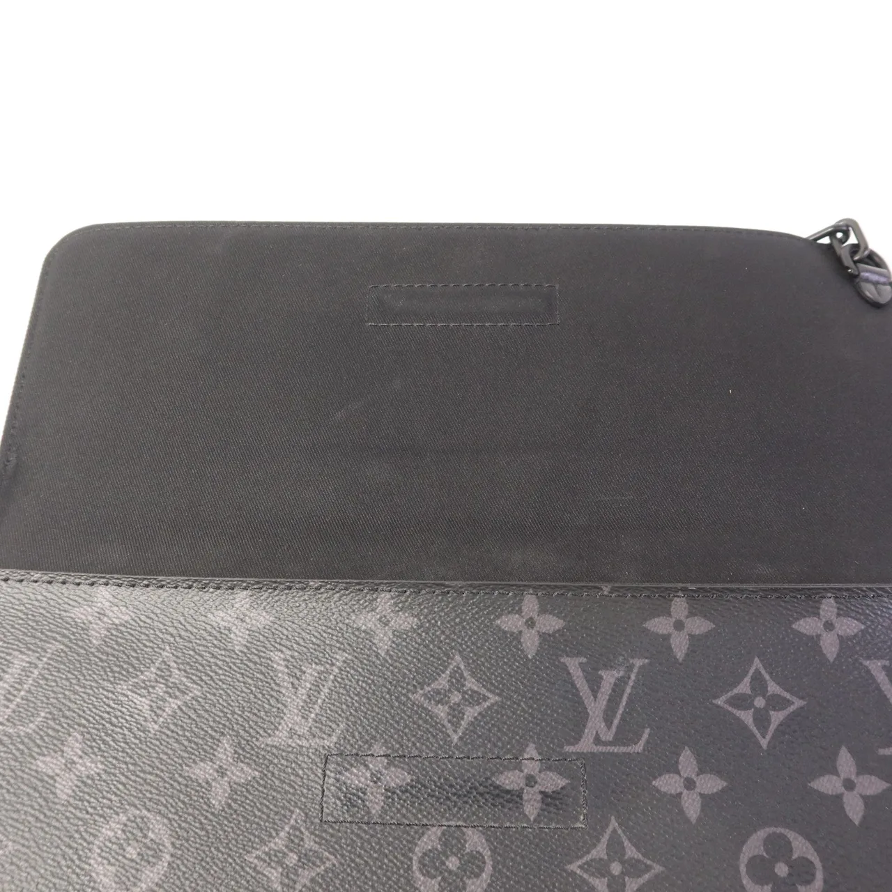 LOUIS VUITTON Steamer M80107 手拿包 塗層帆布 黑色 / Black/Grey 塗層帆布 中古品B - 縮圖 8