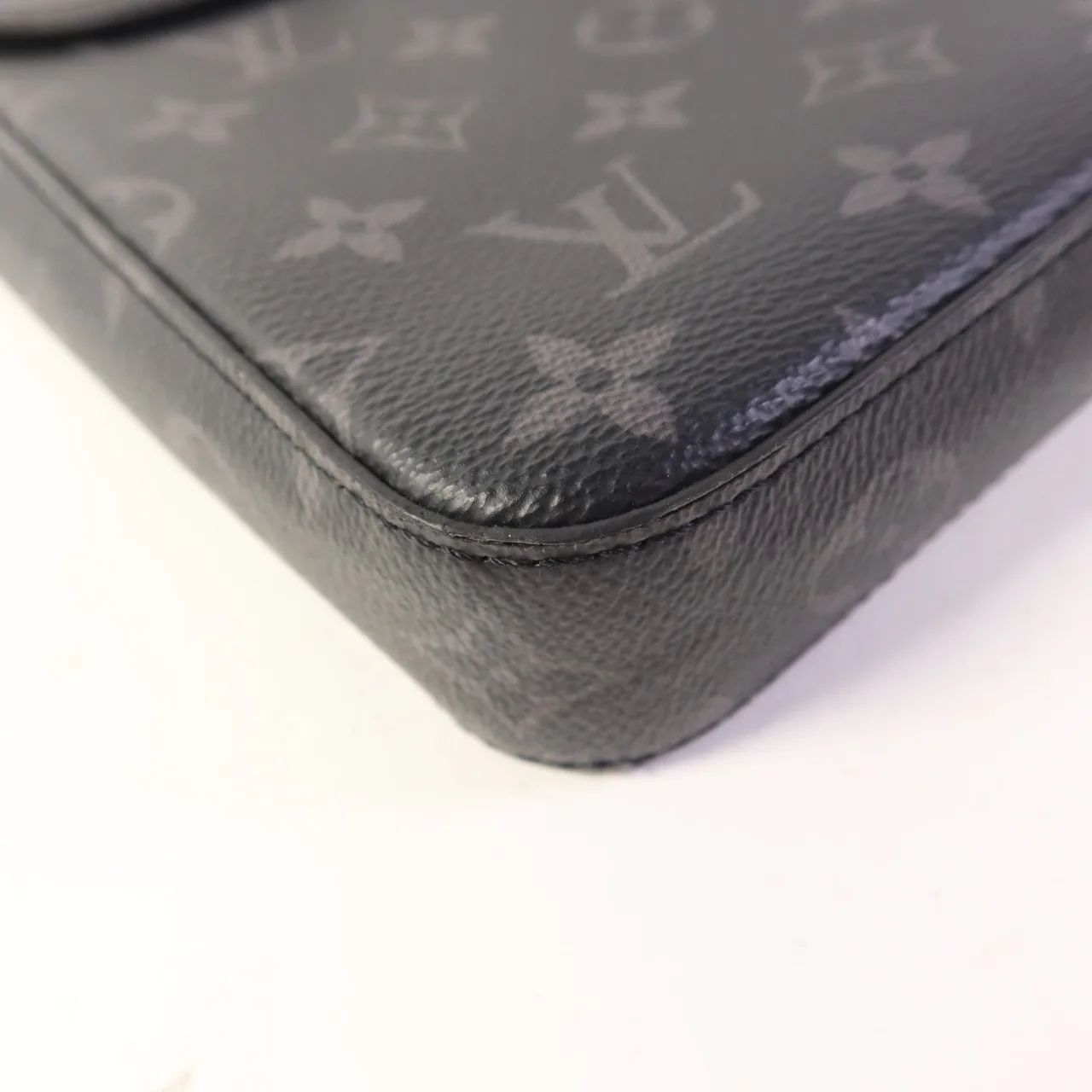 LOUIS VUITTON Steamer M80107 手拿包 塗層帆布 黑色 / Black/Grey 塗層帆布 中古品B - 縮圖 12