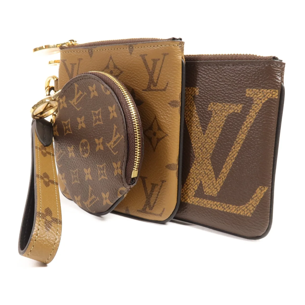 LOUIS VUITTON Pochette Trio M68756 Clutch Coated Canvas 棕色 / Brown Coated Canvas Rank A - Thumbnail 3