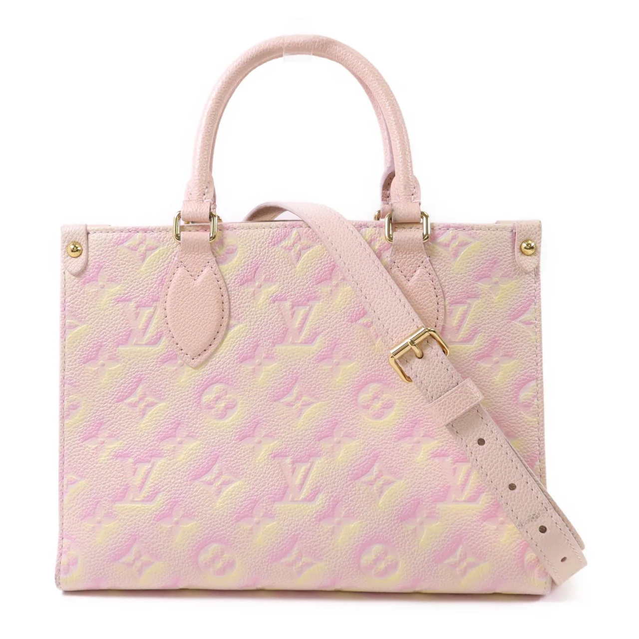 LOUIS VUITTON OnTheGo M46168 2-Way Bag Calfskin 粉色 / 黃色 / Light Pink/Yellow