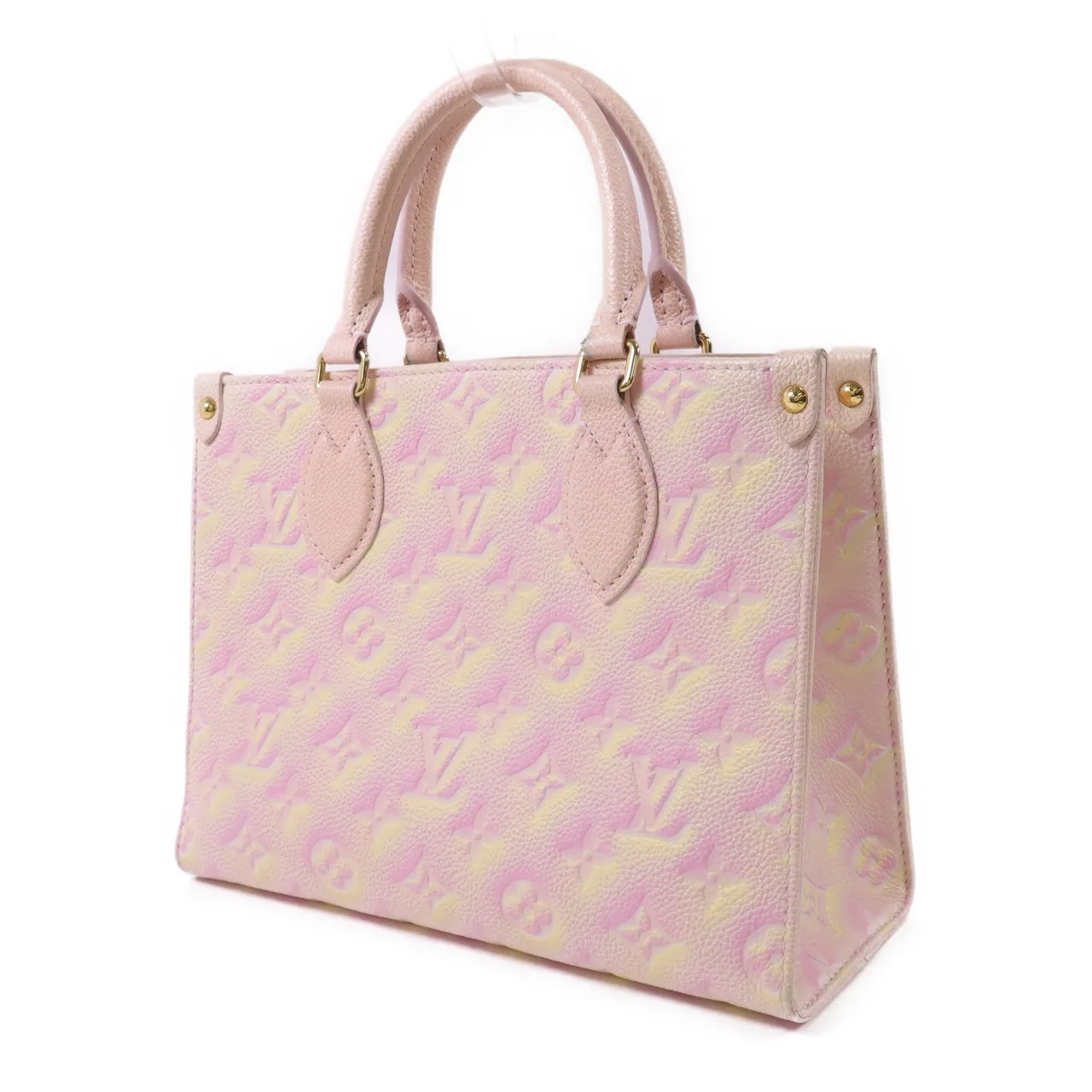 LOUIS VUITTON OnTheGo M46168 2-Way Bag Calfskin 粉色 / 黃色 / Light Pink/Yellow Calfskin Rank B - Thumbnail 3