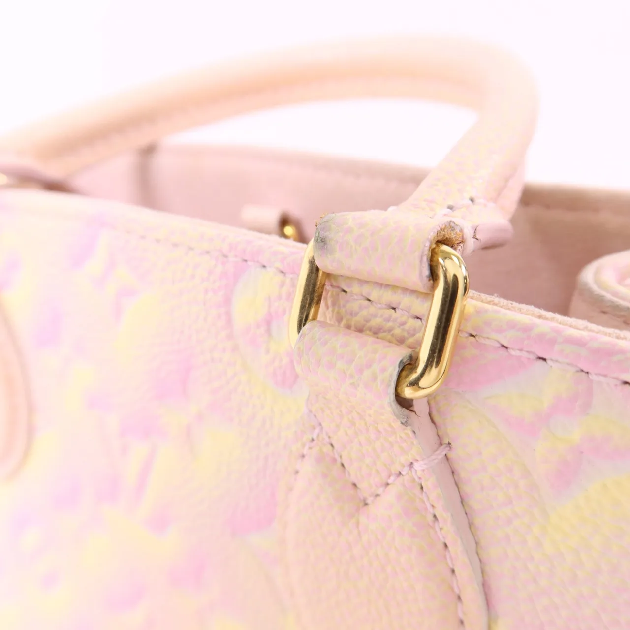 LOUIS VUITTON OnTheGo M46168 2-Way Bag Calfskin 粉色 / 黃色 / Light Pink/Yellow Calfskin Rank B - Thumbnail 9