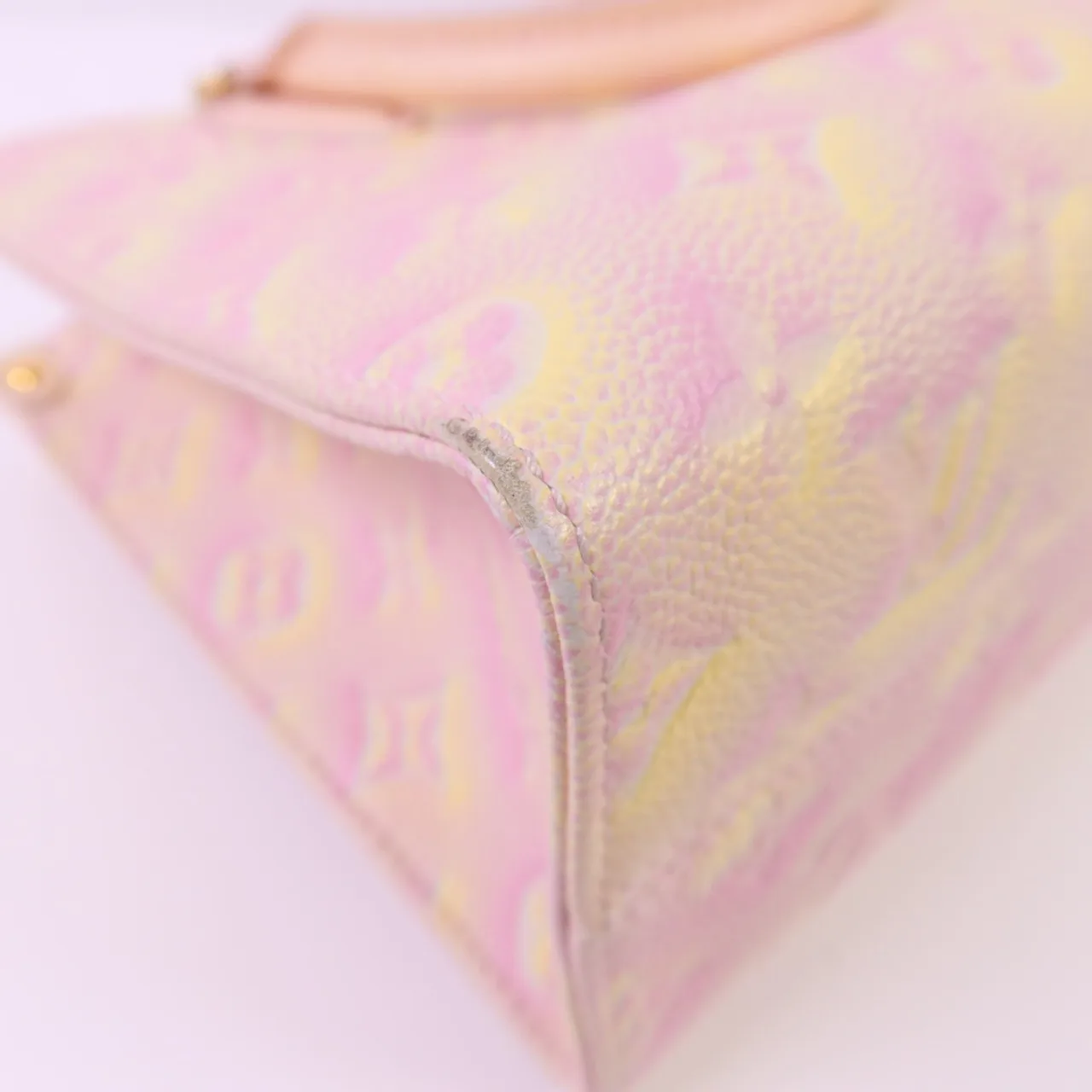 LOUIS VUITTON OnTheGo M46168 2-Way Bag Calfskin 粉色 / 黃色 / Light Pink/Yellow Calfskin Rank B - Thumbnail 12