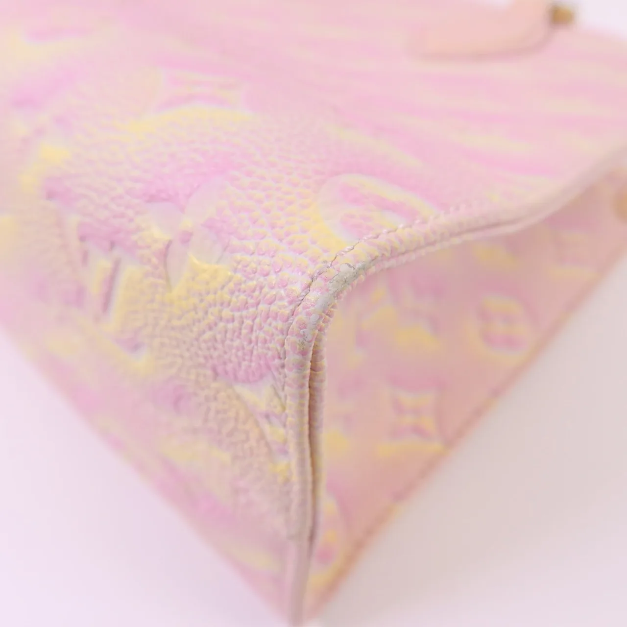 LOUIS VUITTON OnTheGo M46168 2-Way Bag Calfskin 粉色 / 黃色 / Light Pink/Yellow Calfskin Rank B - Thumbnail 13