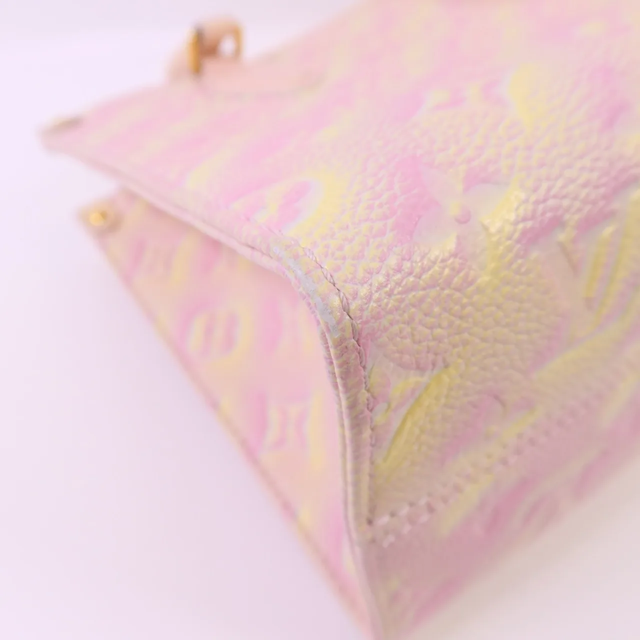 LOUIS VUITTON OnTheGo M46168 2-Way Bag Calfskin 粉色 / 黃色 / Light Pink/Yellow Calfskin Rank B - Thumbnail 14