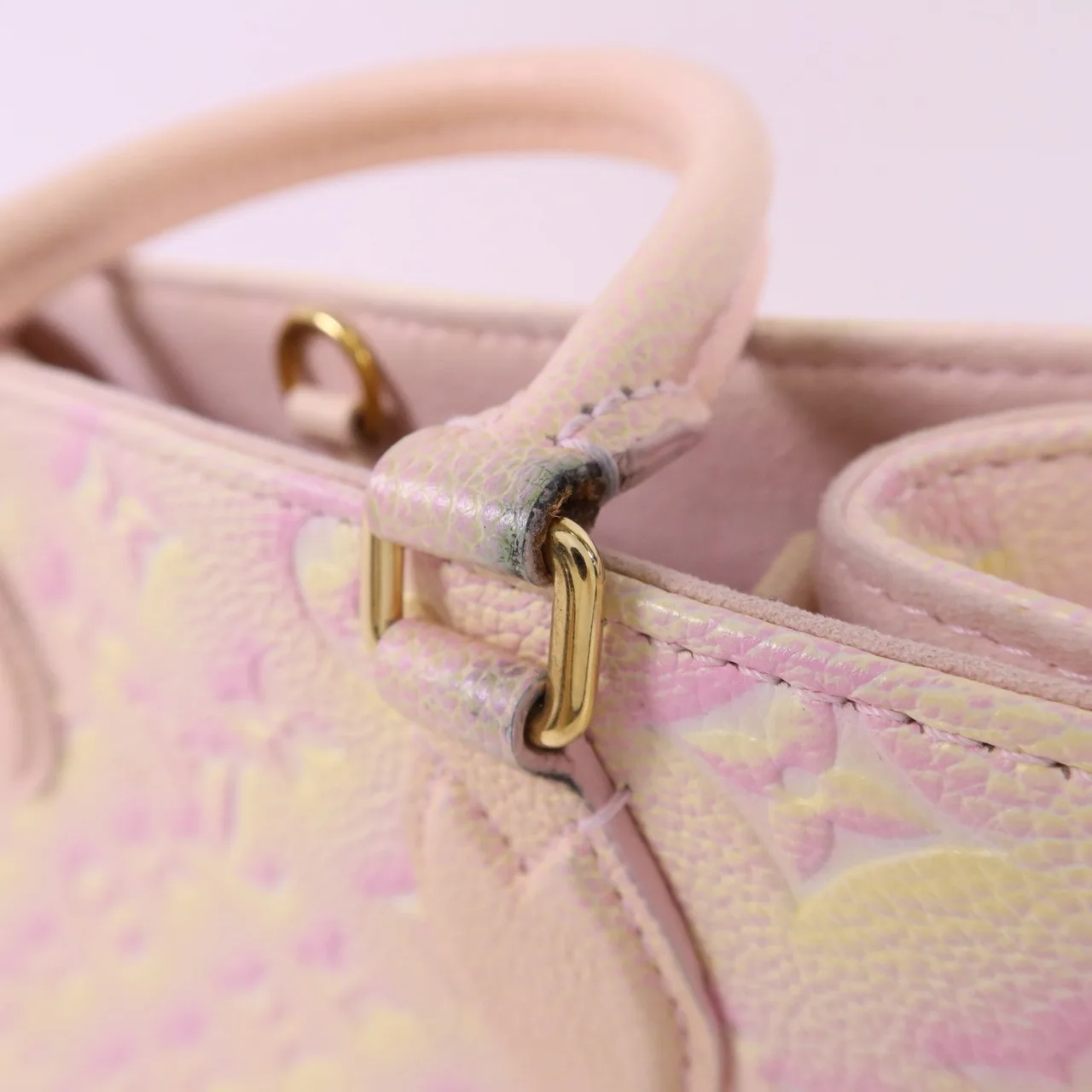 LOUIS VUITTON OnTheGo M46168 2-Way Bag Calfskin 粉色 / 黃色 / Light Pink/Yellow Calfskin Rank B - Thumbnail 17