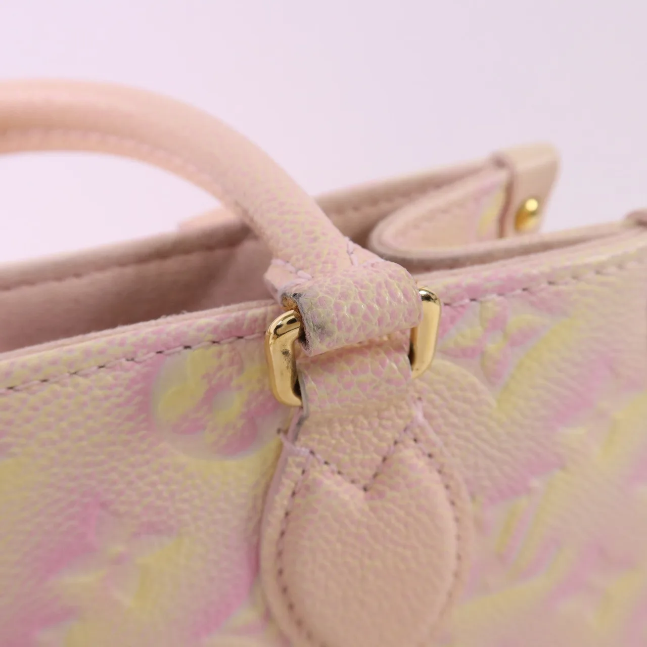 LOUIS VUITTON OnTheGo M46168 2-Way Bag Calfskin 粉色 / 黃色 / Light Pink/Yellow Calfskin Rank B - Thumbnail 18