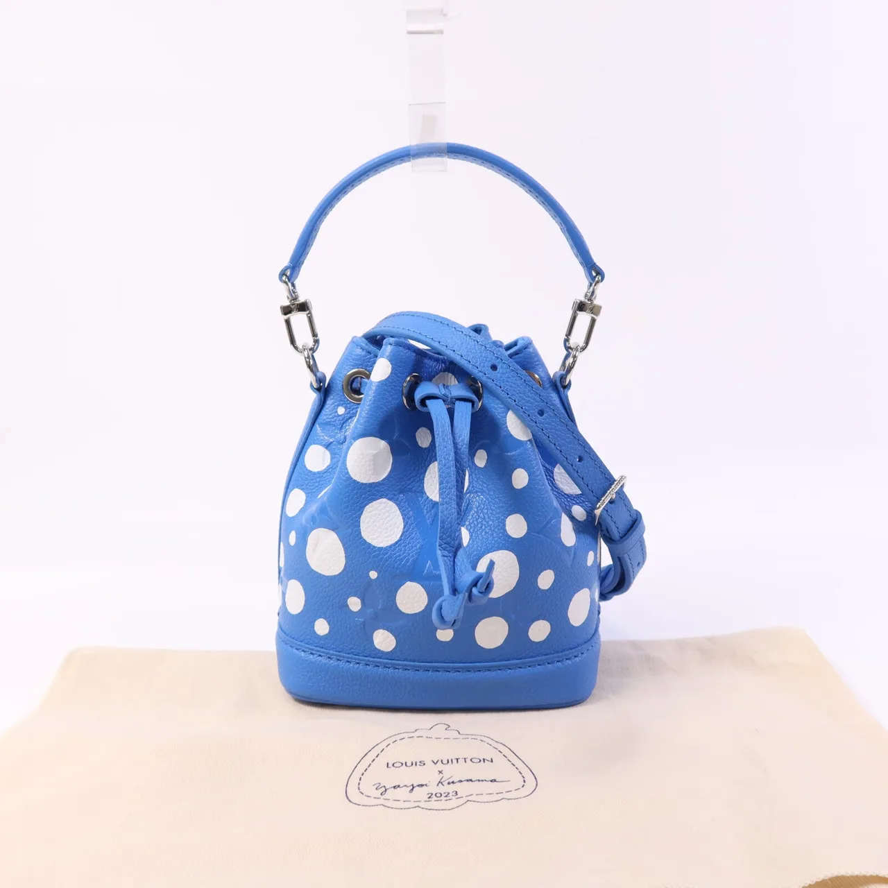LOUIS VUITTON Nano Noe M81985 2-Way Bag Calfskin 白色 / 藍色 / Blue/White Calfskin Like New - Thumbnail 8