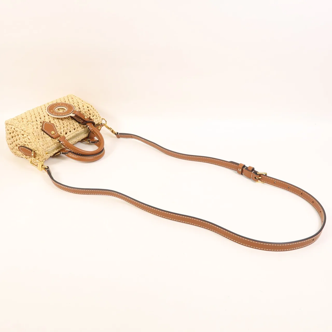 LOUIS VUITTON NanoSpeedy M83525 兩用包 x Raffia 米色 / Natural/Tan x Raffia 中古品A - 縮圖 7