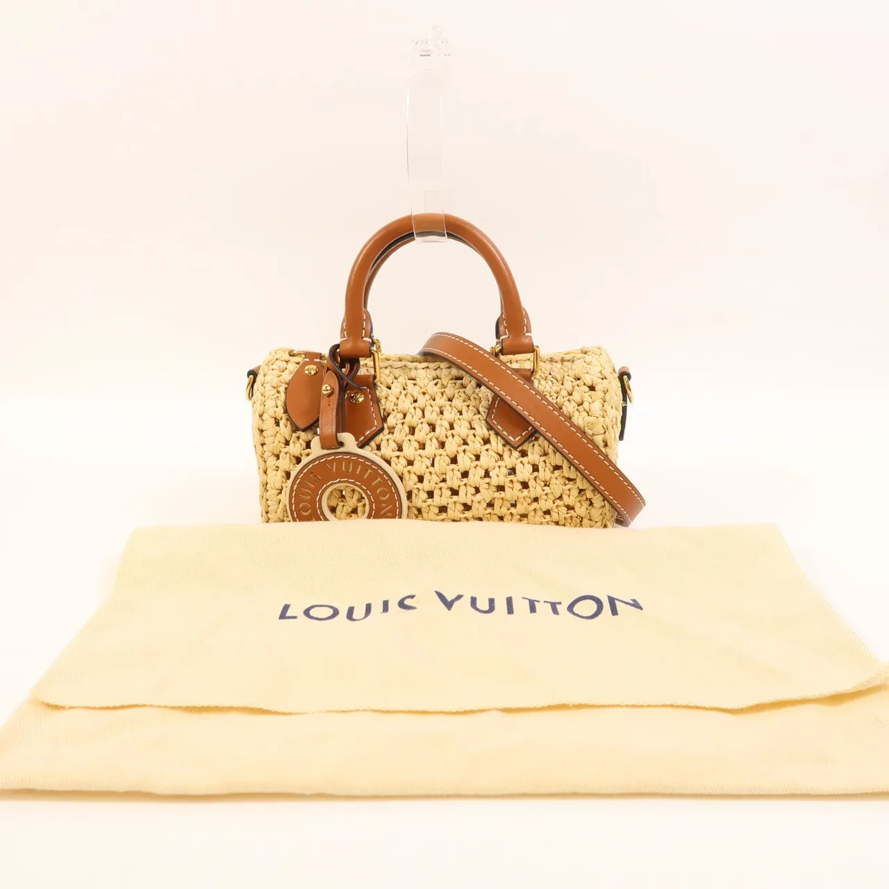 LOUIS VUITTON NanoSpeedy M83525 兩用包 x Raffia 米色 / Natural/Tan x Raffia 中古品A - 縮圖 8
