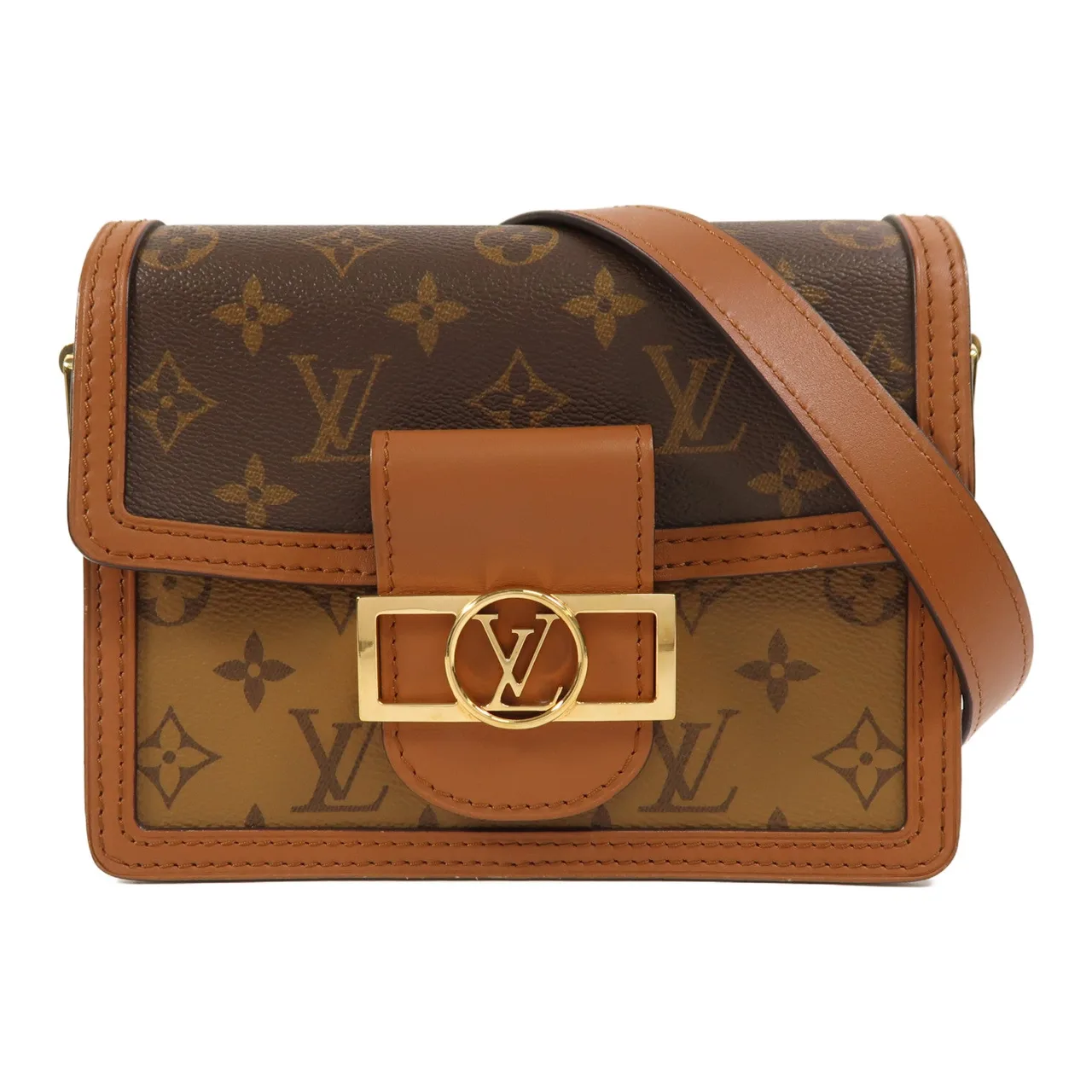 LOUIS VUITTON Mini Dauphine M44580 肩背包 塗層帆布 棕色 / Brown