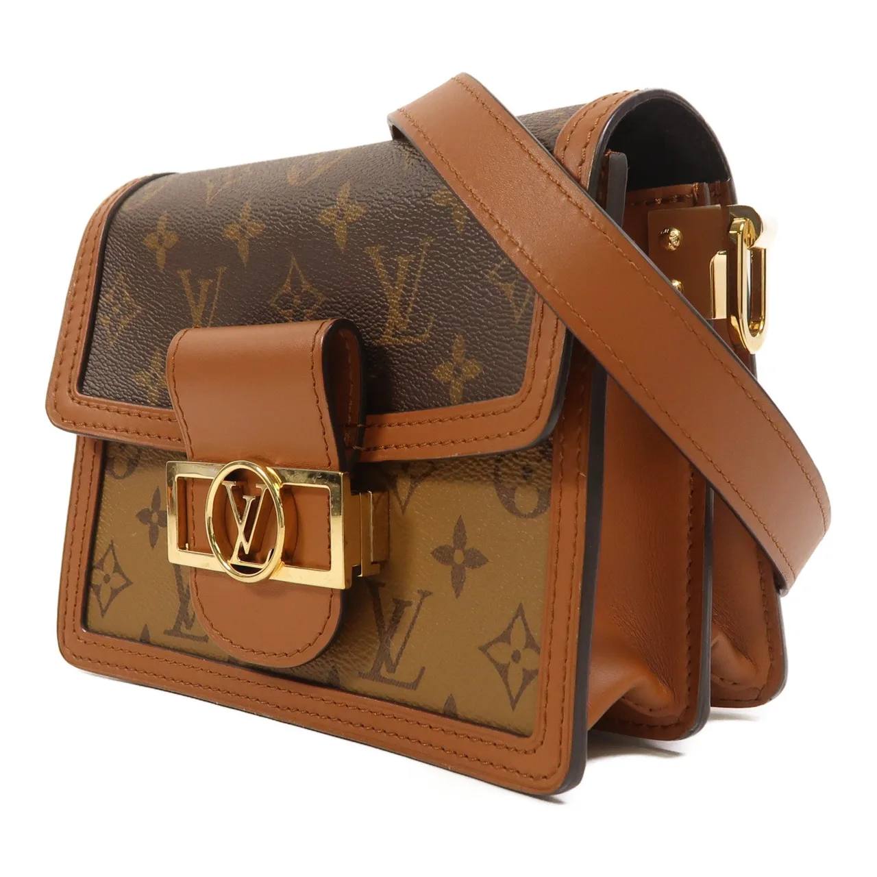 LOUIS VUITTON Mini Dauphine M44580 Shoulder Bag Coated Canvas 棕色 / Brown Coated Canvas Rank A - Thumbnail 3