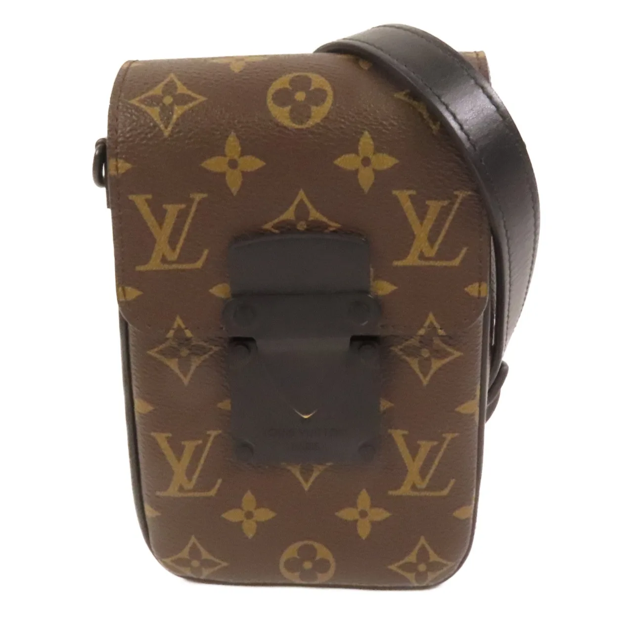 LOUIS VUITTON S-Lock M81522 肩背包 塗層帆布 棕色 / Brown/Black
