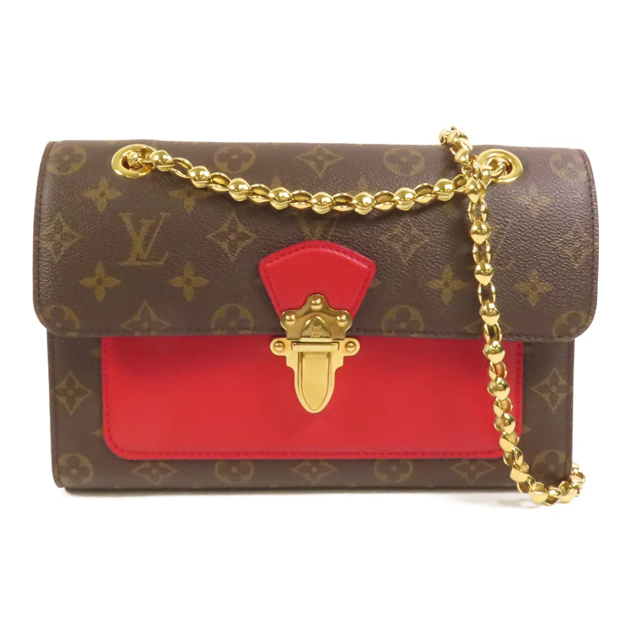 LOUIS VUITTON Victoire M41731 肩背包 塗層帆布 棕色 / 紅色 / Brown/Red