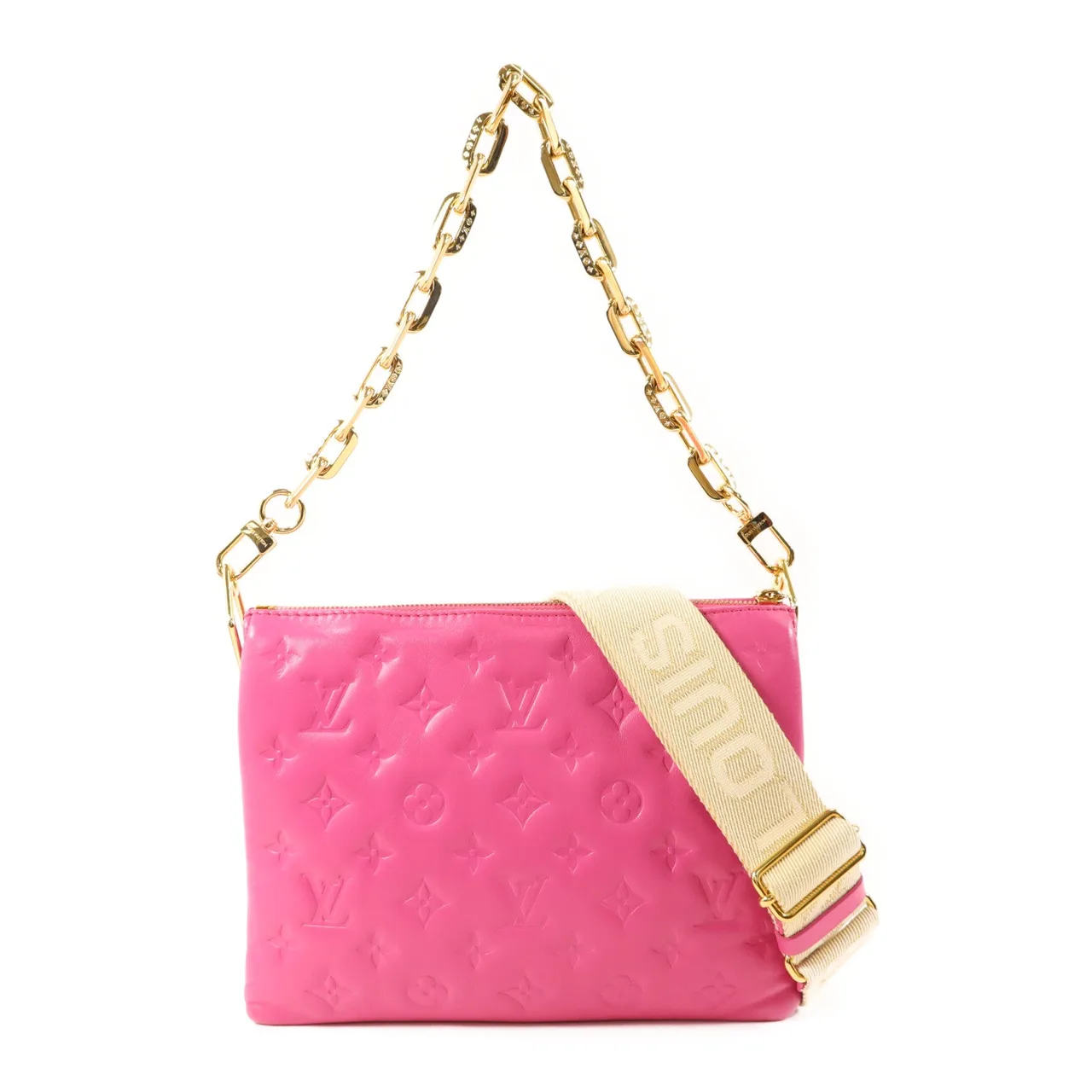 LOUIS VUITTON Coussin M21773 Shoulder Bag Lambskin 粉色 / Rose Miami Pink