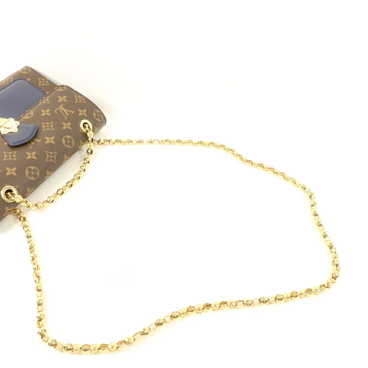 LOUIS VUITTON Victoire M44038 肩背包 塗層帆布 棕色 / 海軍藍 / Brown/Blue 塗層帆布 中古品A - 縮圖 9