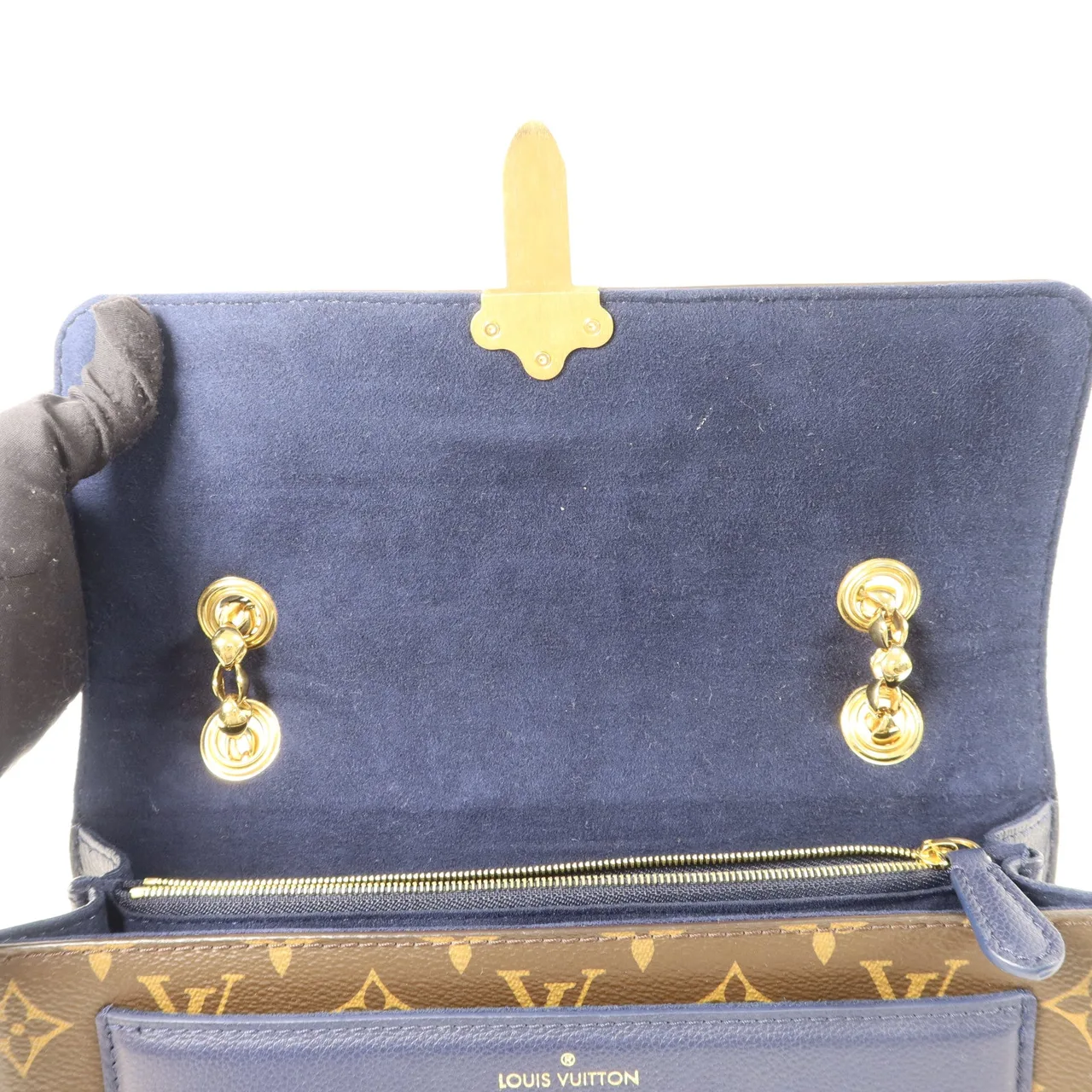 LOUIS VUITTON Victoire M44038 肩背包 塗層帆布 棕色 / 海軍藍 / Brown/Blue 塗層帆布 中古品A - 縮圖 13