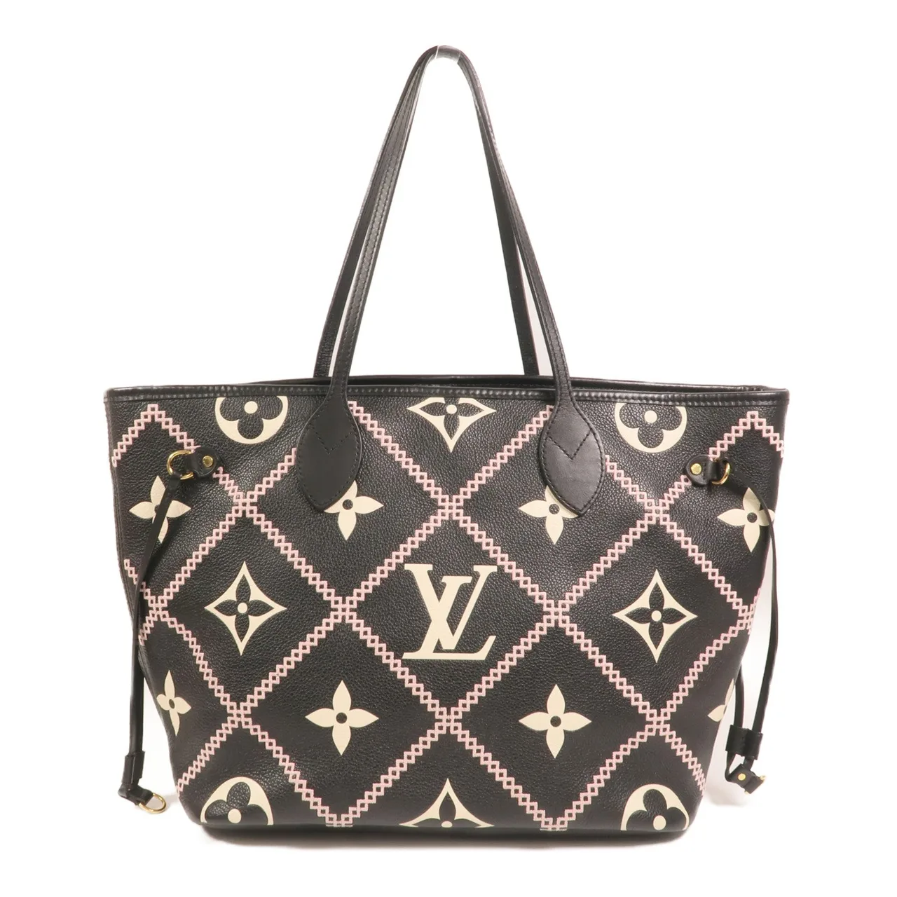 LOUIS VUITTON Neverfull M46040 托特包 牛皮 黑色 / Black/Beige/Pink