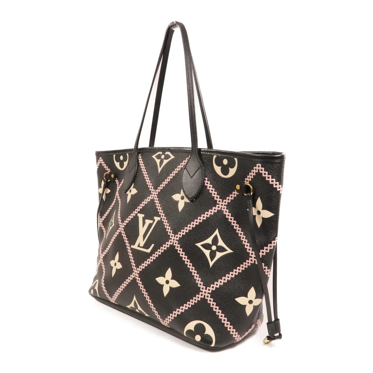 LOUIS VUITTON Neverfull M46040 Tote Bag Calfskin 黑色 / Black/Beige/Pink Calfskin Rank A - Thumbnail 3