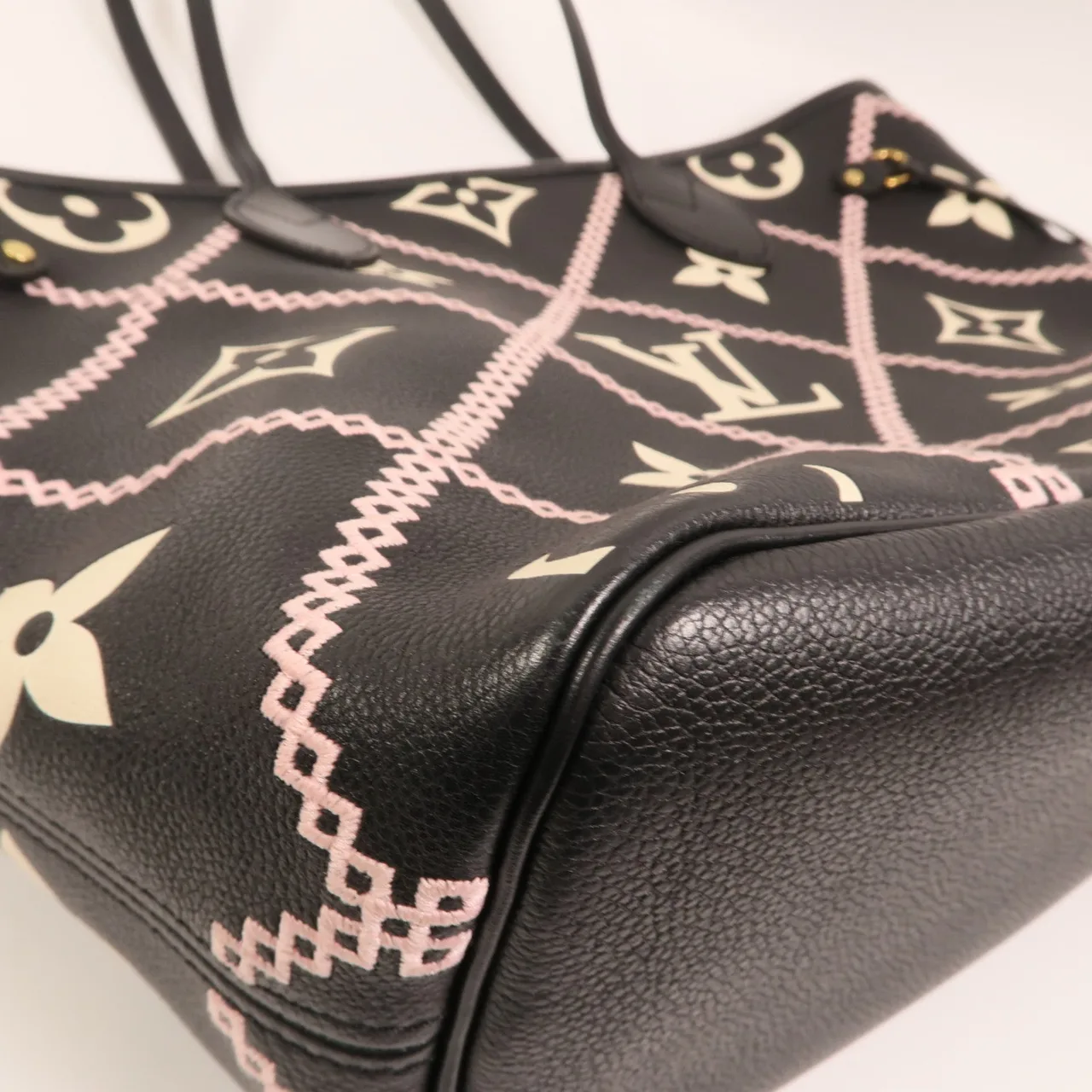 LOUIS VUITTON Neverfull M46040 Tote Bag Calfskin 黑色 / Black/Beige/Pink Calfskin Rank A - Thumbnail 10