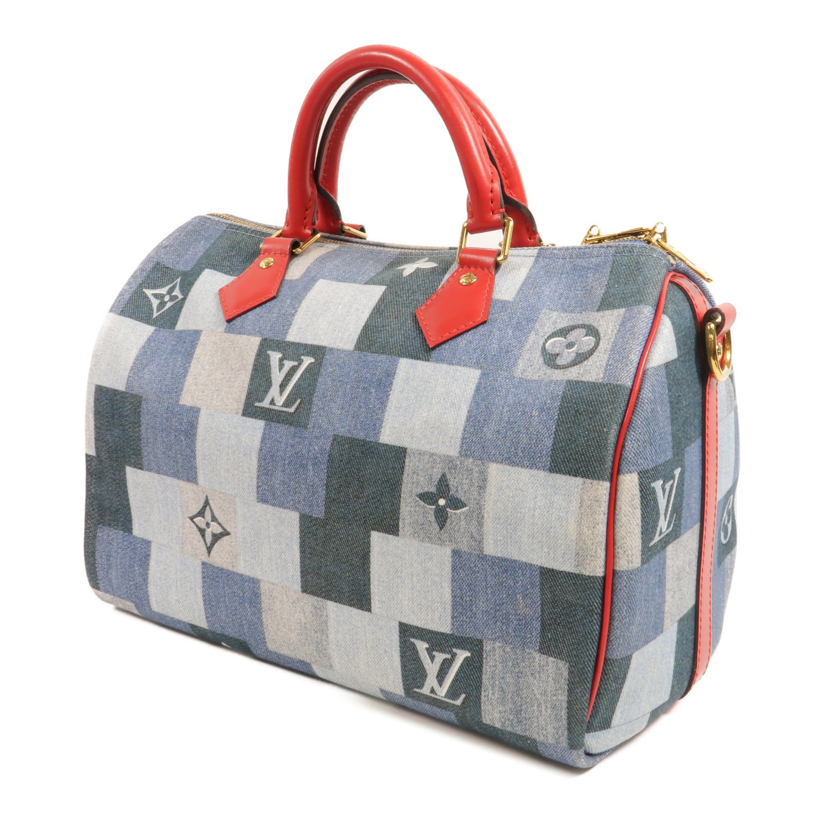 LOUIS VUITTON Speedy Bandouliere M45041 兩用包 denim 3