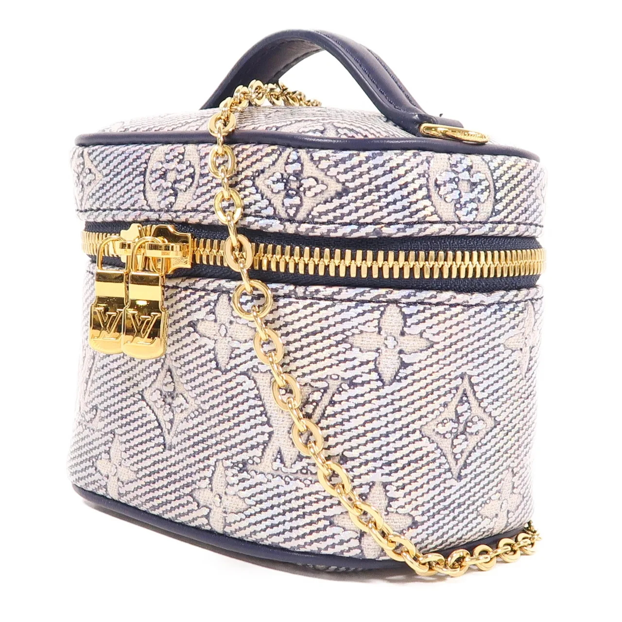 LOUIS VUITTON Vanity M82467 兩用包 塗層帆布 藍色 / 銀色 / Blue 塗層帆布 中古品A - 縮圖 3